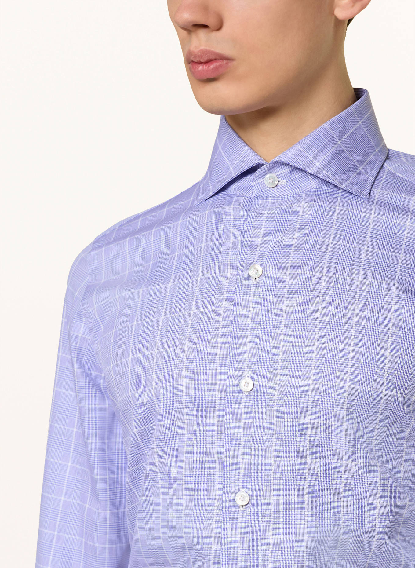 FINAMORE 1925 Hemd NAPOLI Regular Fit: HELLBLAU / WEISS