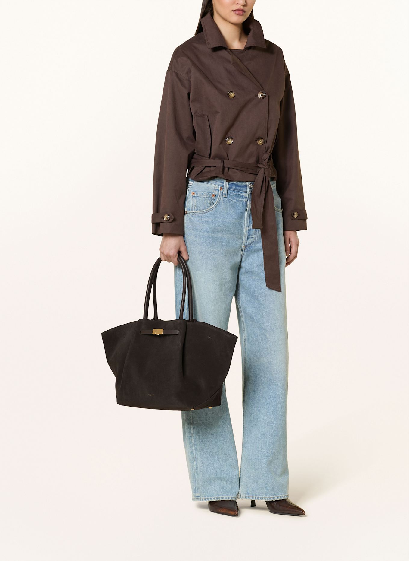 DEMELLIER Torba shopper NEW YORK LARGE: CIEMNOBRĄZOWY