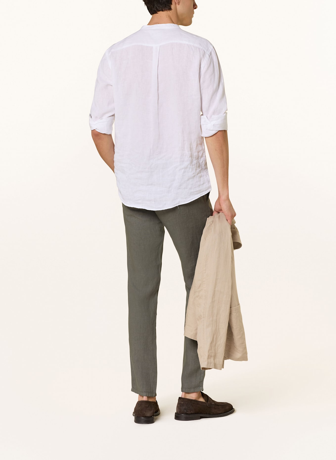ALBERTO Spodnie lniane HOUSE w stylu dresowym tapered fit: KHAKI