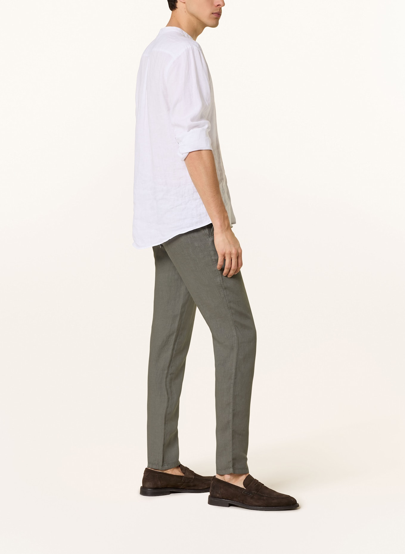 ALBERTO Spodnie lniane HOUSE w stylu dresowym tapered fit: KHAKI