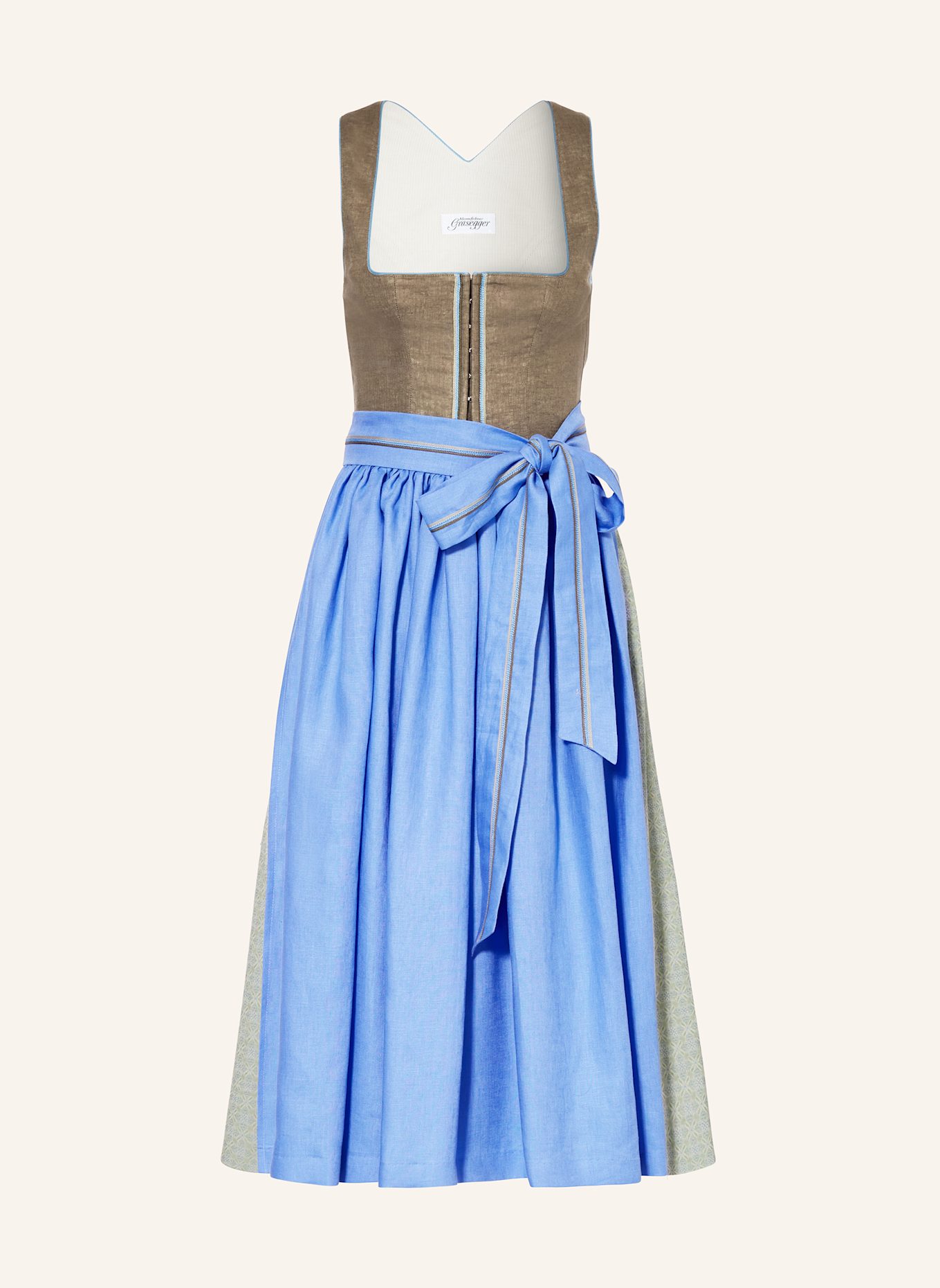 Grasegger Jupe en lin BRITTA: OLIVE/ MENTHE/ BLEU CLAIR