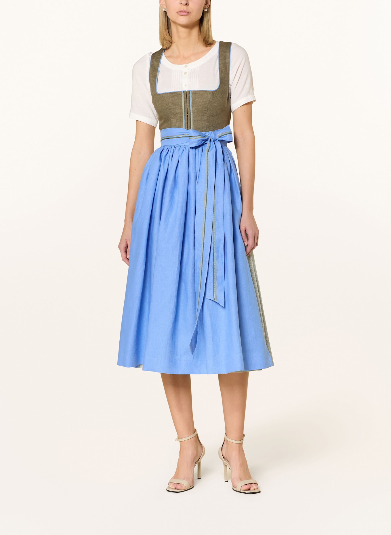 Grasegger Jupe en lin BRITTA: OLIVE/ MENTHE/ BLEU CLAIR