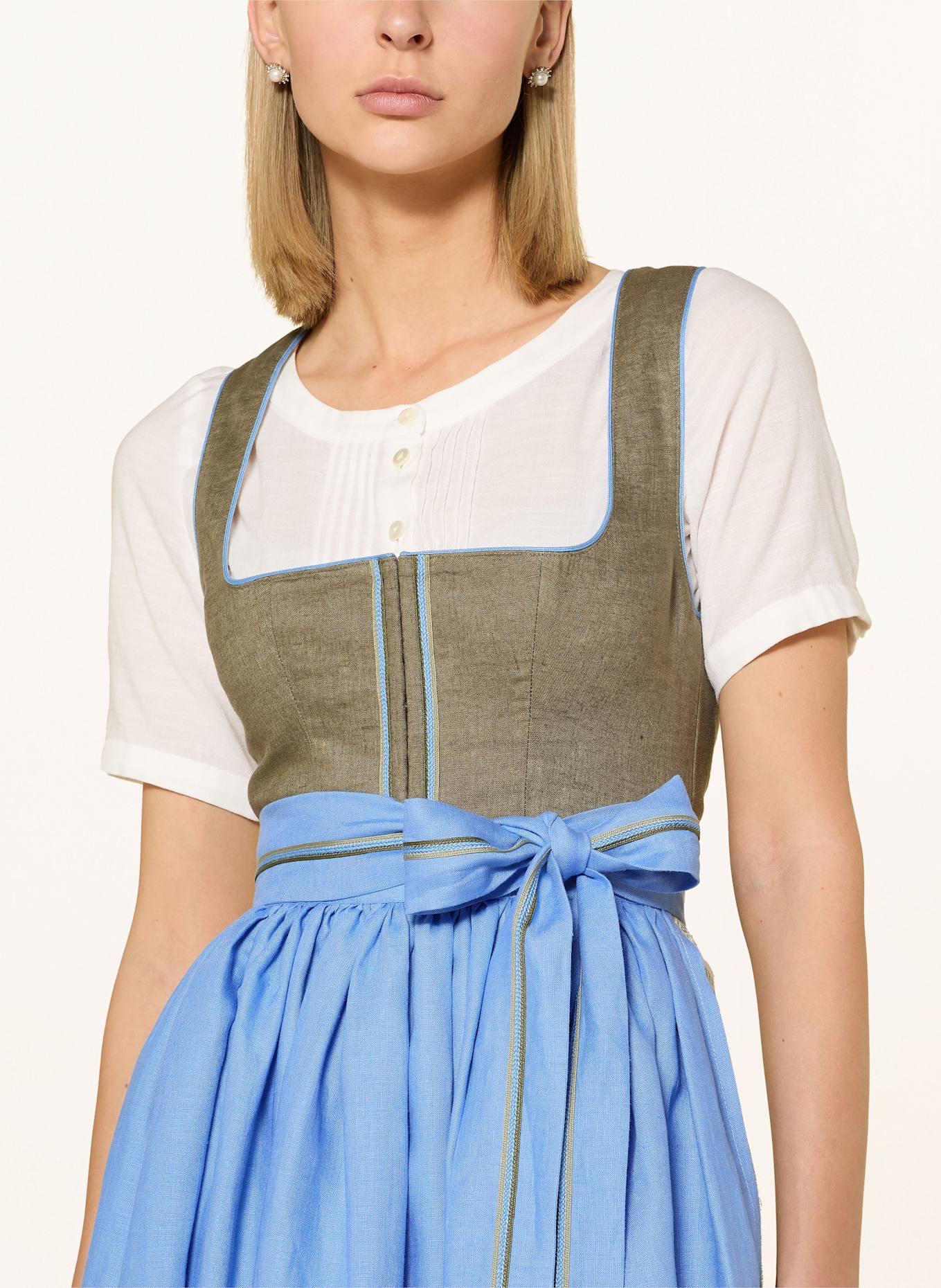 Grasegger Jupe en lin BRITTA: OLIVE/ MENTHE/ BLEU CLAIR