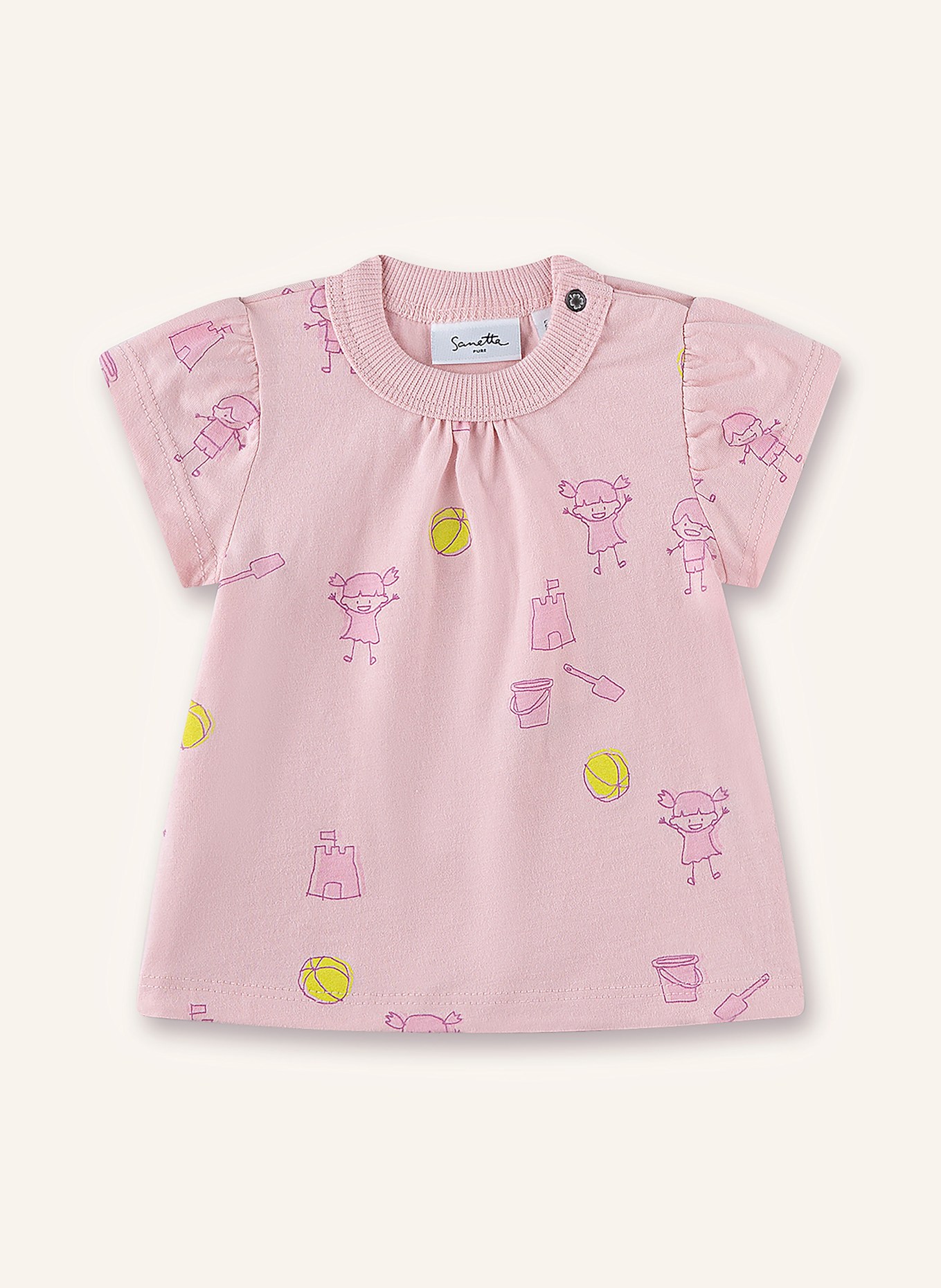 Sanetta PURE T-Shirt: ROSÉ / GELB