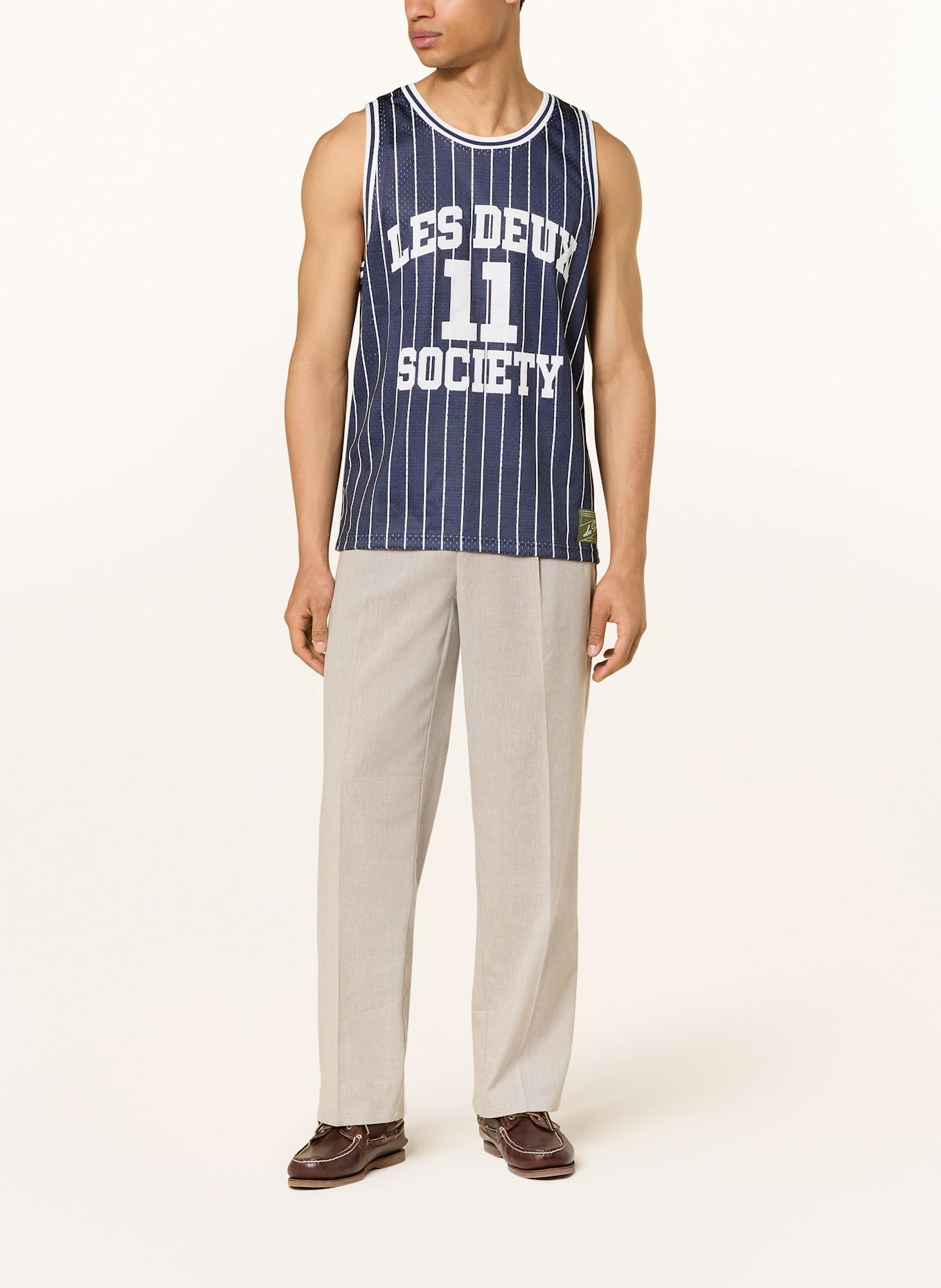 LES DEUX Tanktop SILAS aus Mesh: DUNKELBLAU / WEISS