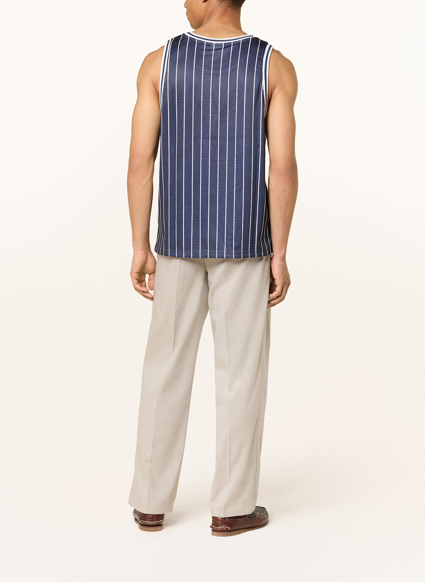 LES DEUX Tanktop SILAS aus Mesh: DUNKELBLAU / WEISS