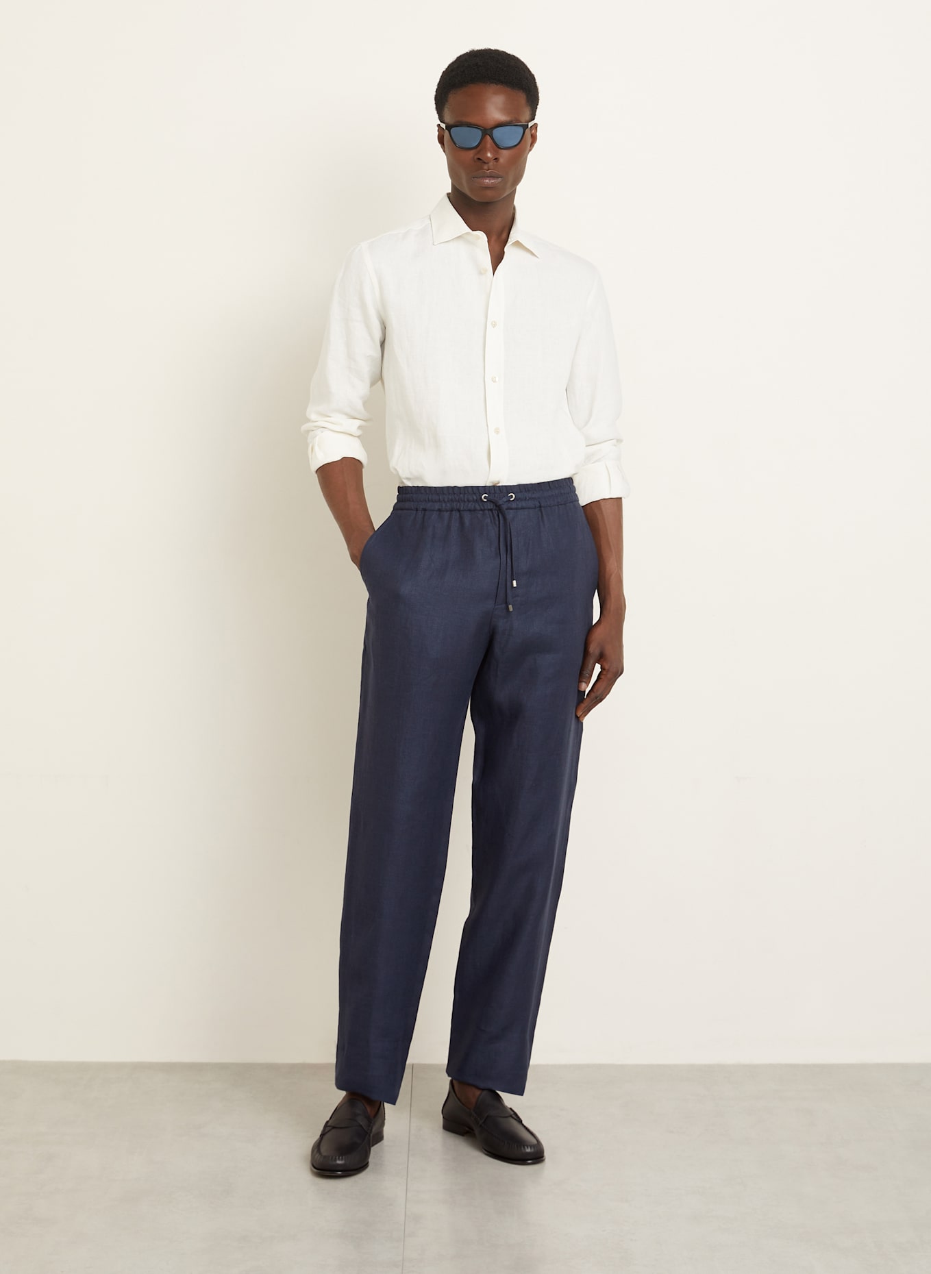 AGNONA Leinenhose Regular Fit: DUNKELBLAU