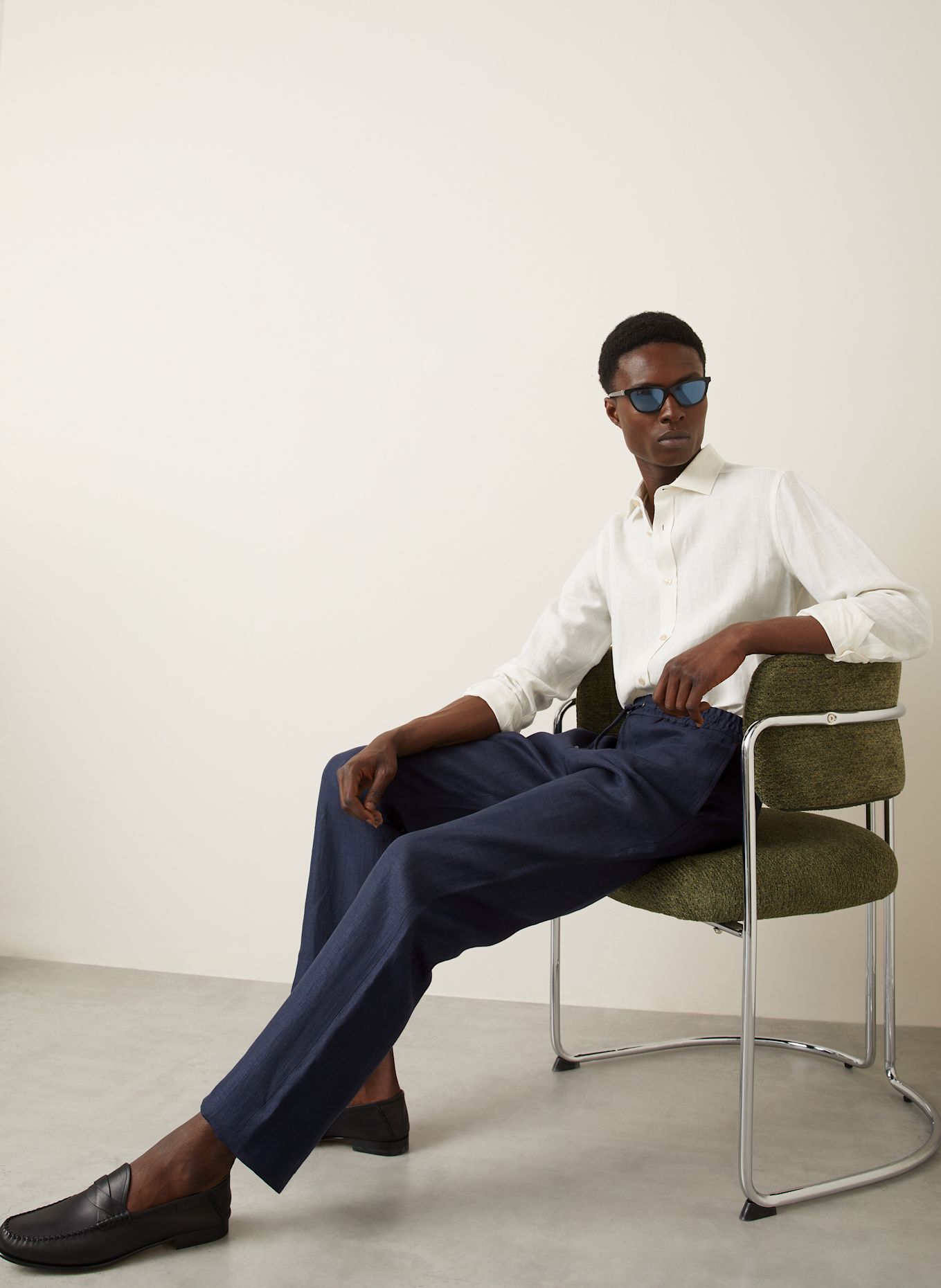 AGNONA Leinenhose Regular Fit: DUNKELBLAU