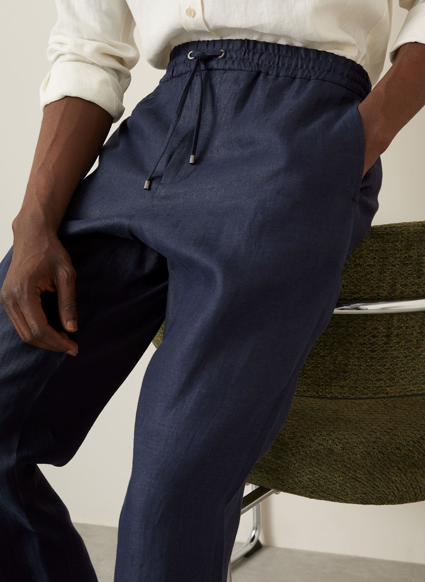 AGNONA Leinenhose Regular Fit: DUNKELBLAU