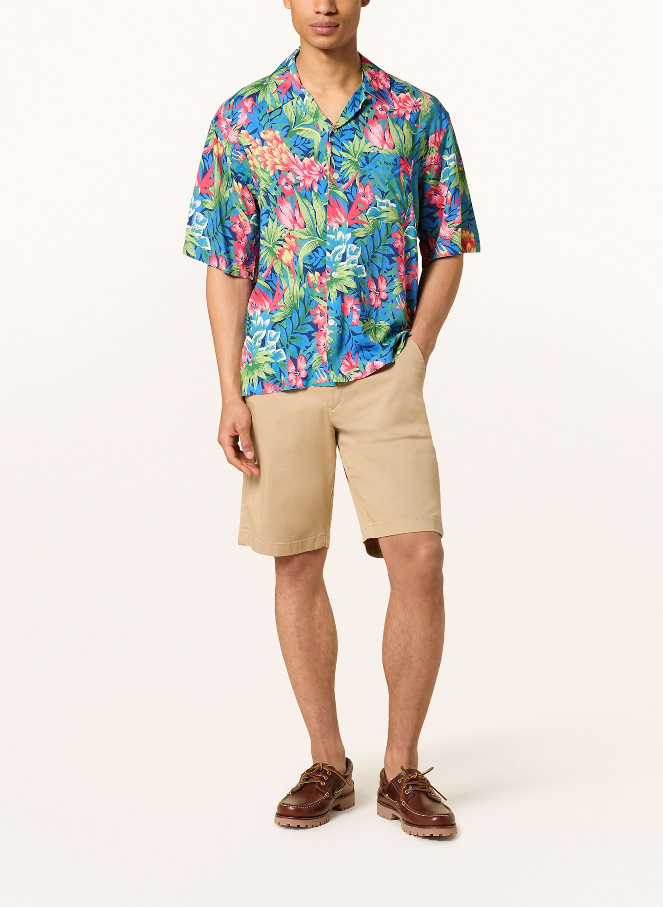 GANT Resorthemd Relaxed Fit: BLAU/ HELLGRÜN/ PINK