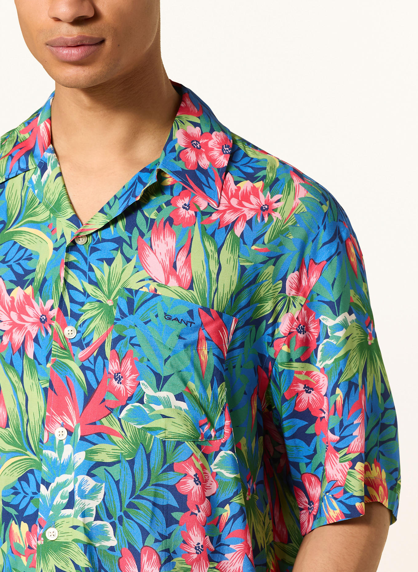 GANT Resorthemd Relaxed Fit: BLAU/ HELLGRÜN/ PINK