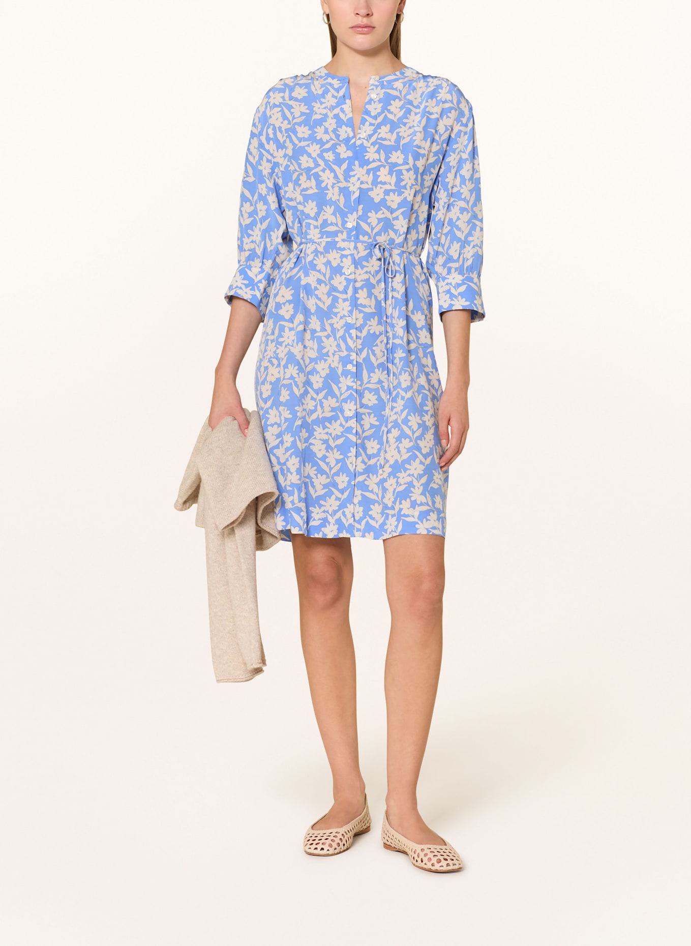 GANT Kleid mit 3/4-Arm: BLAU/ CREME