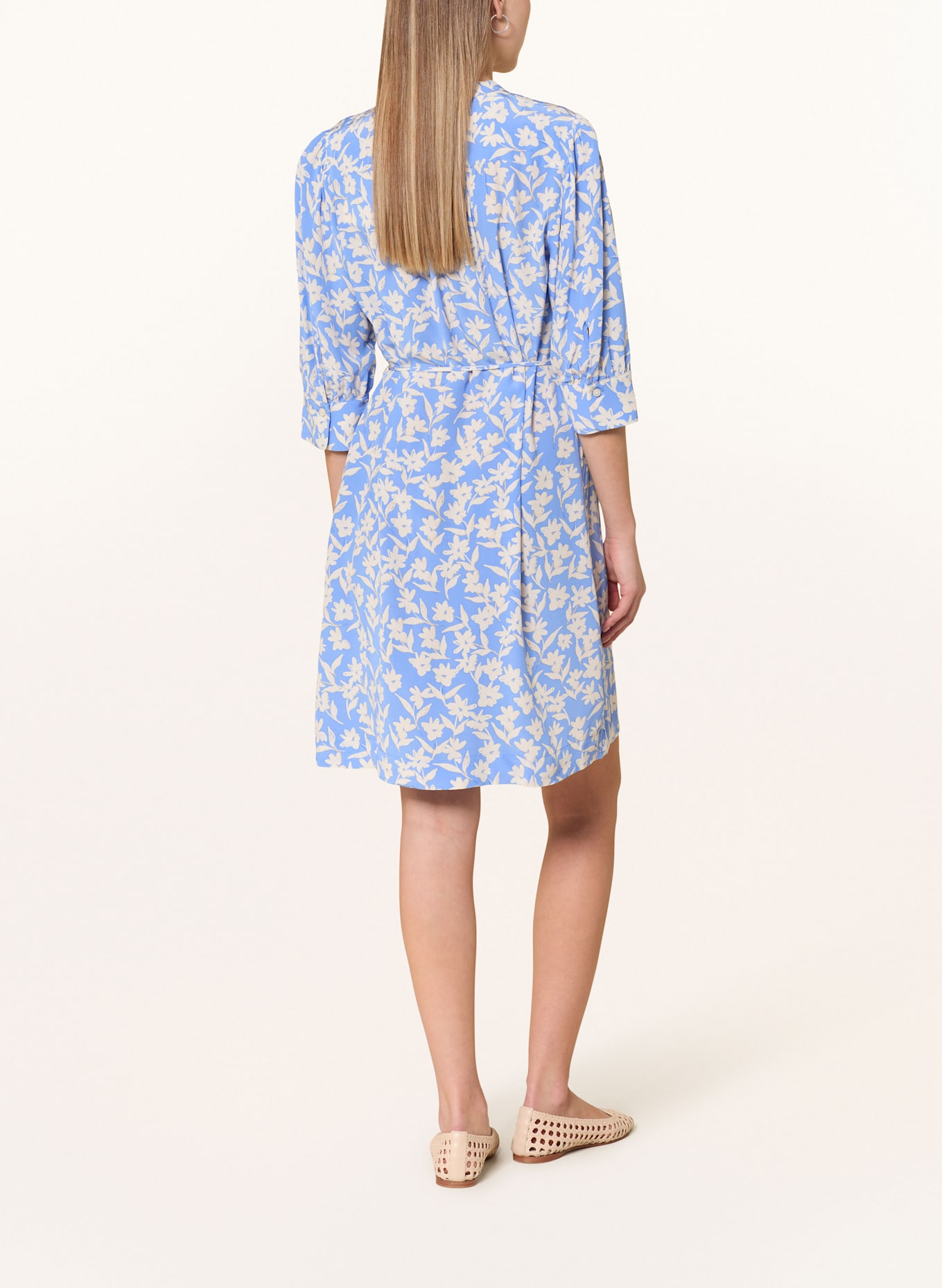 GANT Kleid mit 3/4-Arm: BLAU/ CREME