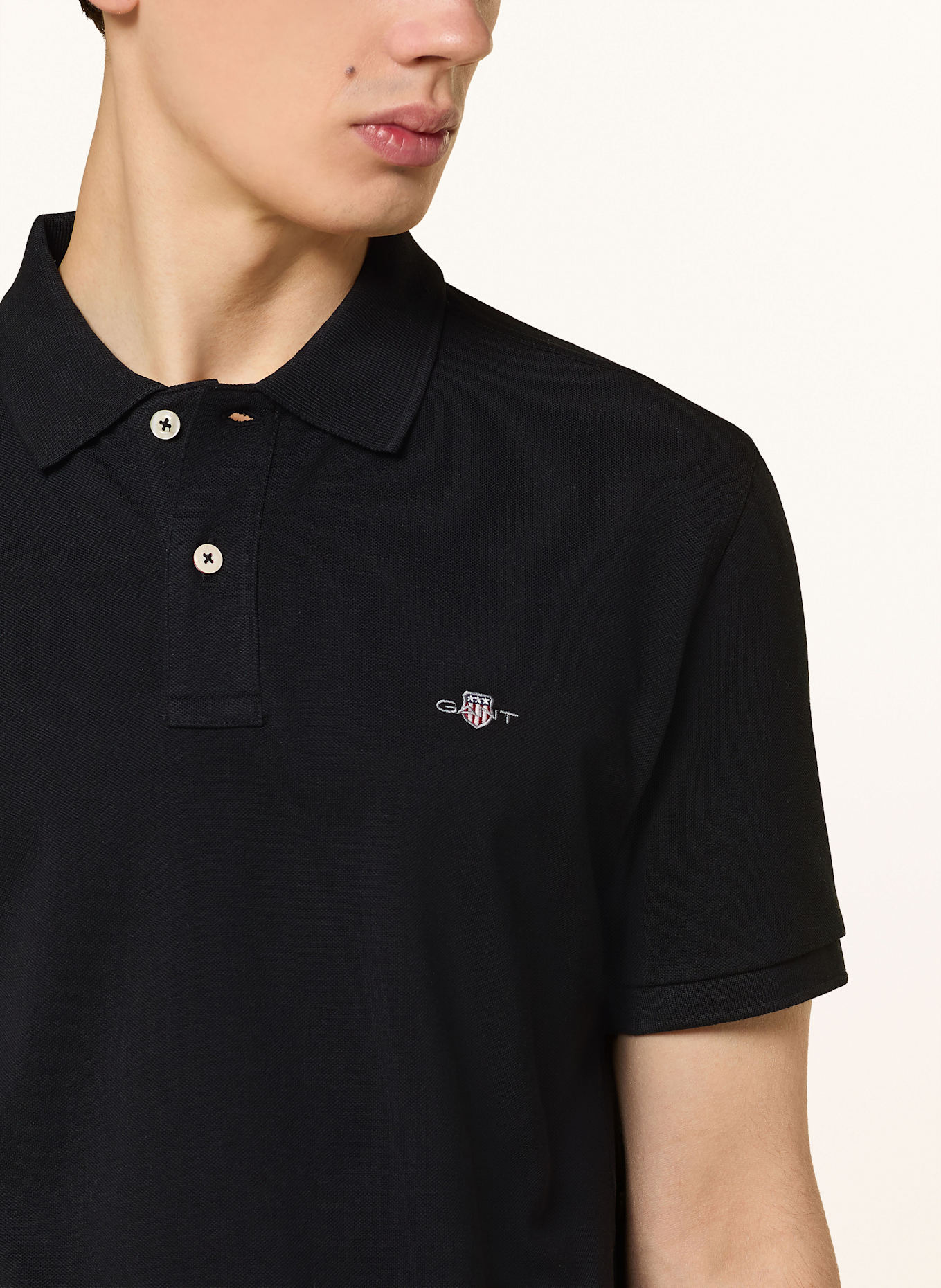 GANT Piqué-Poloshirt: SCHWARZ