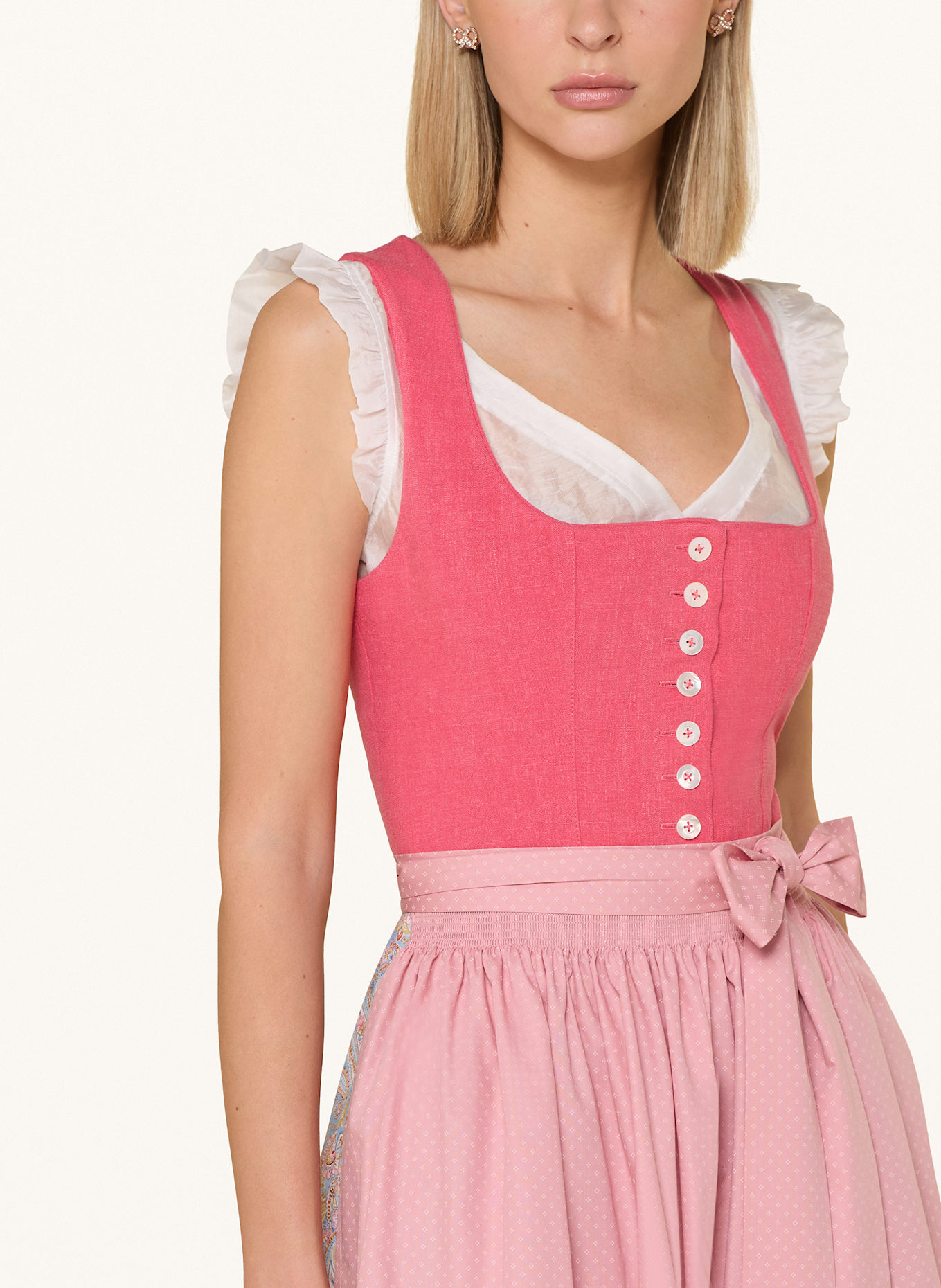 Hammerschmid Dirndlbluse EVELINE mit Rüschen: WEISS