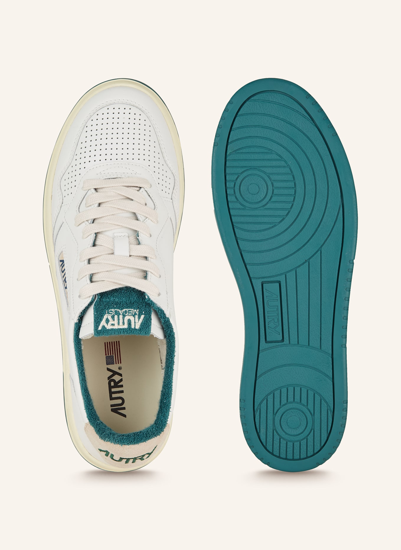 AUTRY Sneaker MEDALIST LOW MAN: WEISS / GRÜN / ECRU