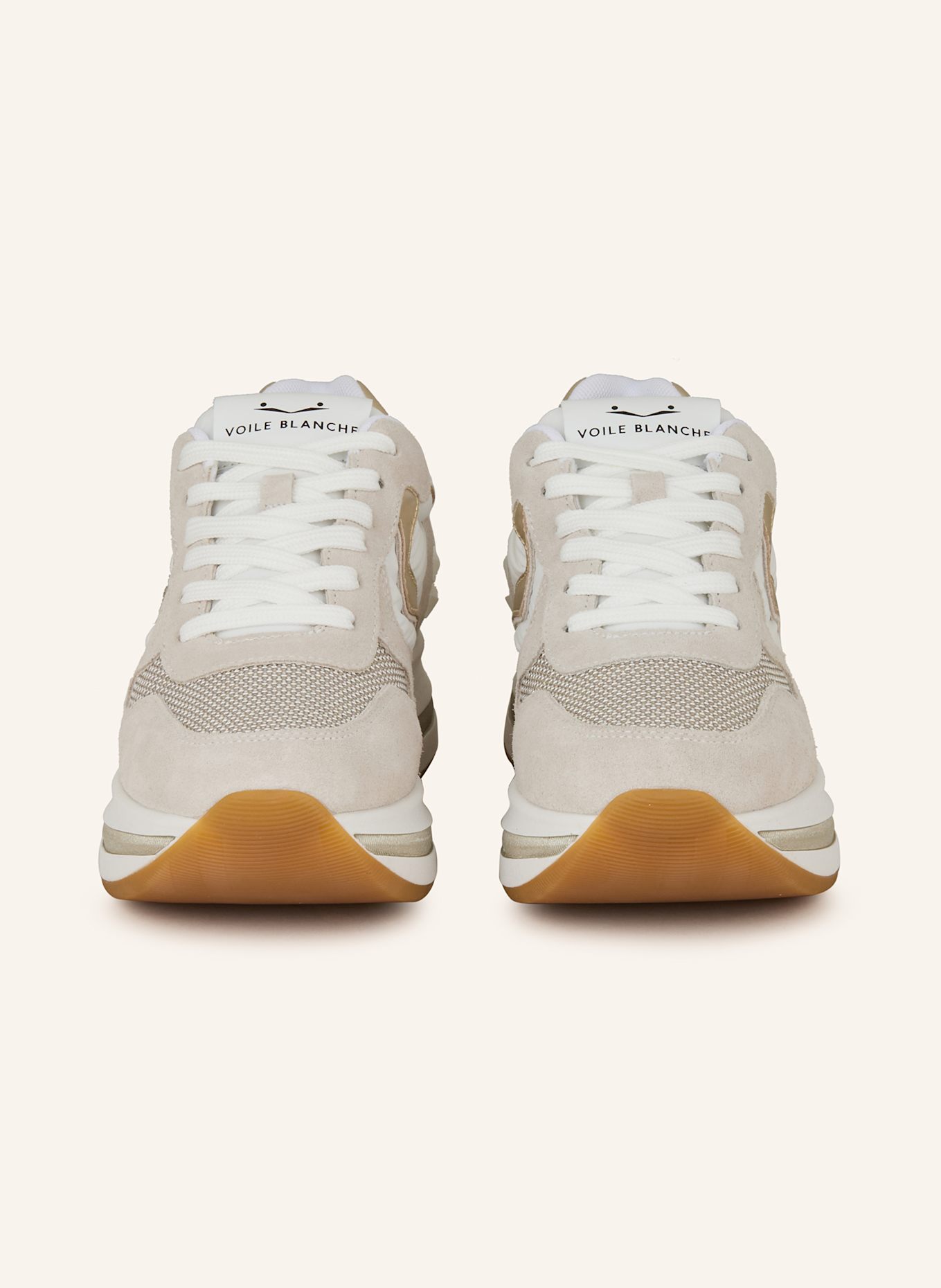 VOILE BLANCHE Sneakersy MERRY POWER z błyszczącą przędzą: JASNOCZARY / BIAŁY / ECRU