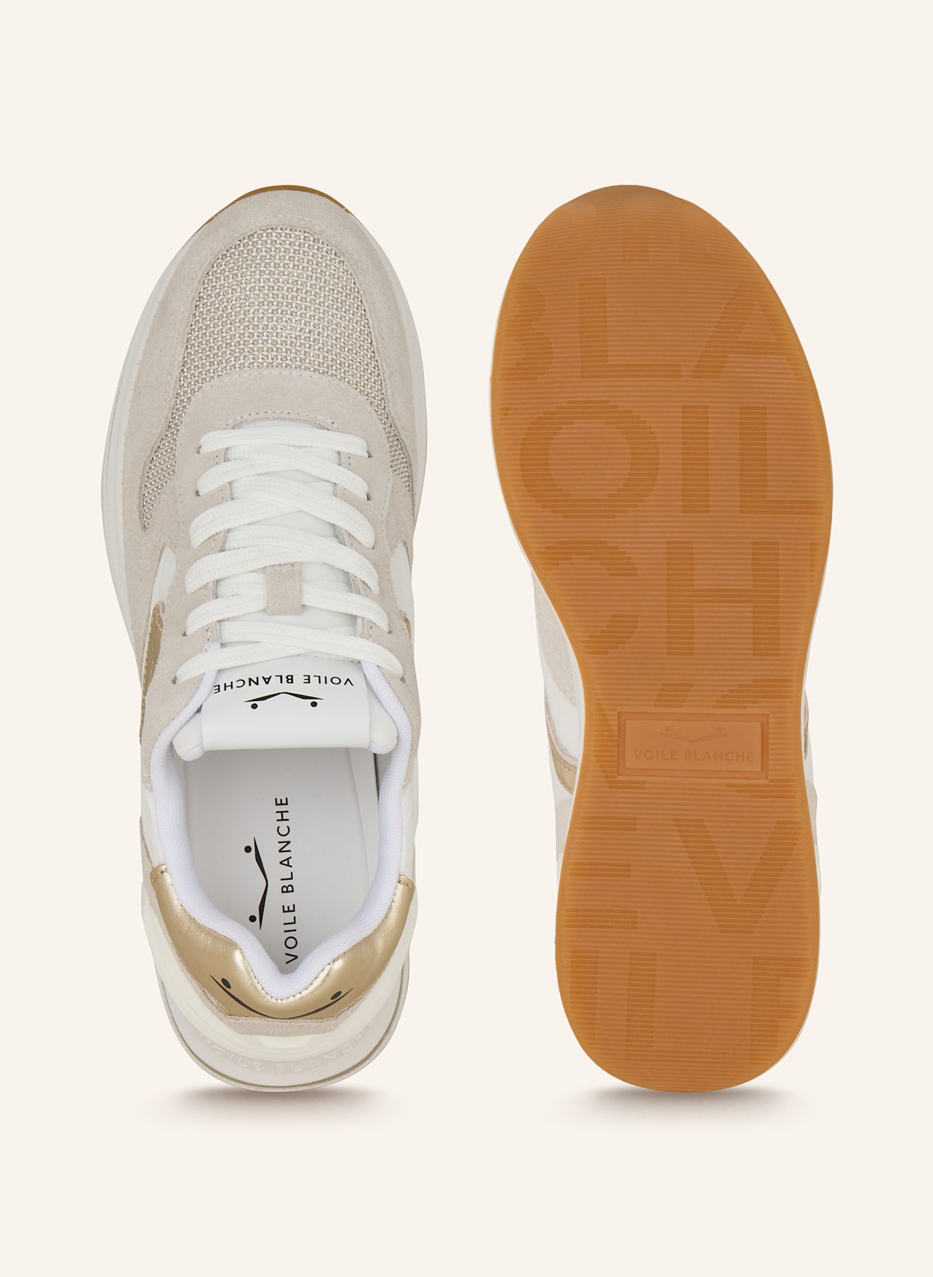 VOILE BLANCHE Sneakersy MERRY POWER z błyszczącą przędzą: JASNOCZARY / BIAŁY / ECRU