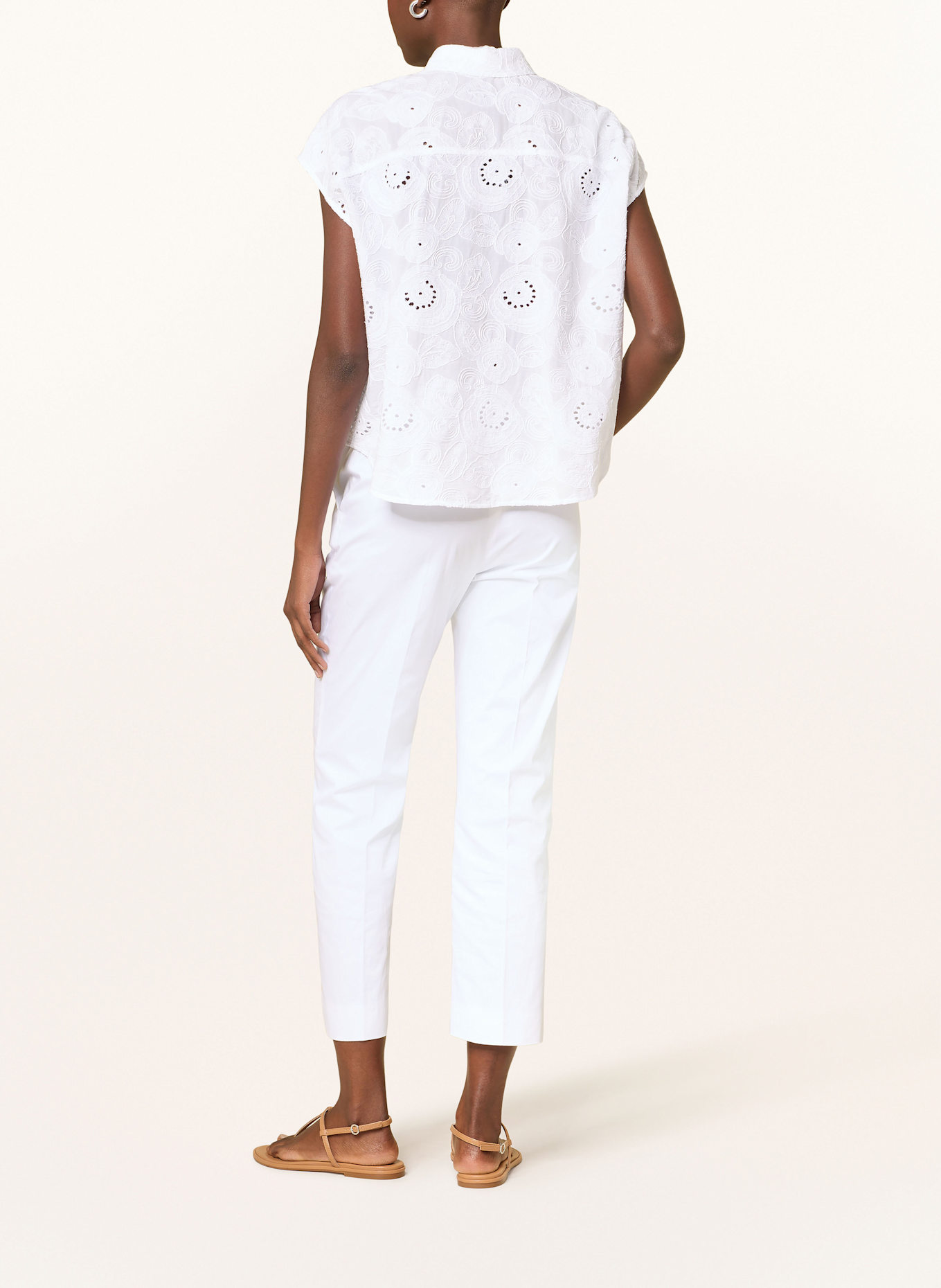 MARC AUREL Blusentop aus Lochspitze: WEISS