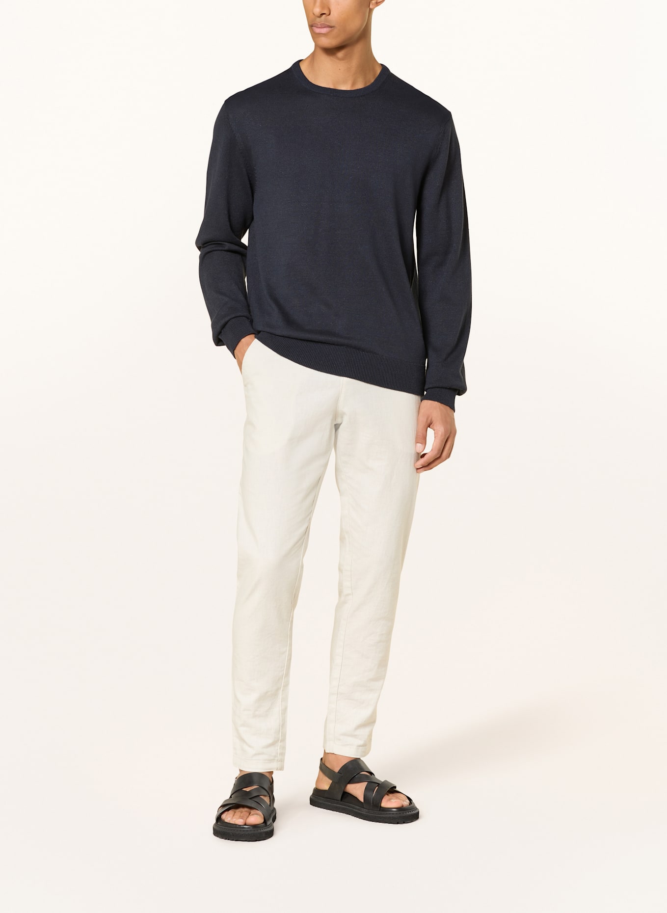 DIGEL Sweter FAROS z dodatkiem lnu: GRANATOWY