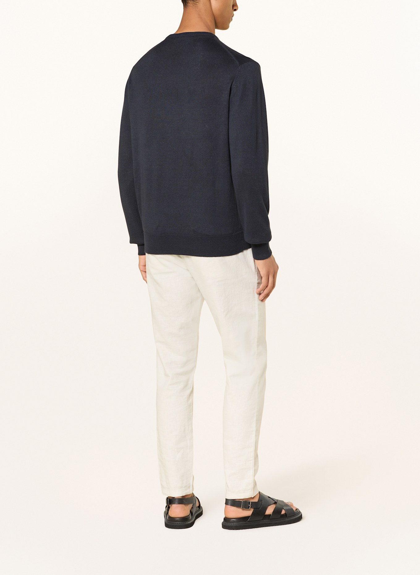 DIGEL Sweter FAROS z dodatkiem lnu: GRANATOWY