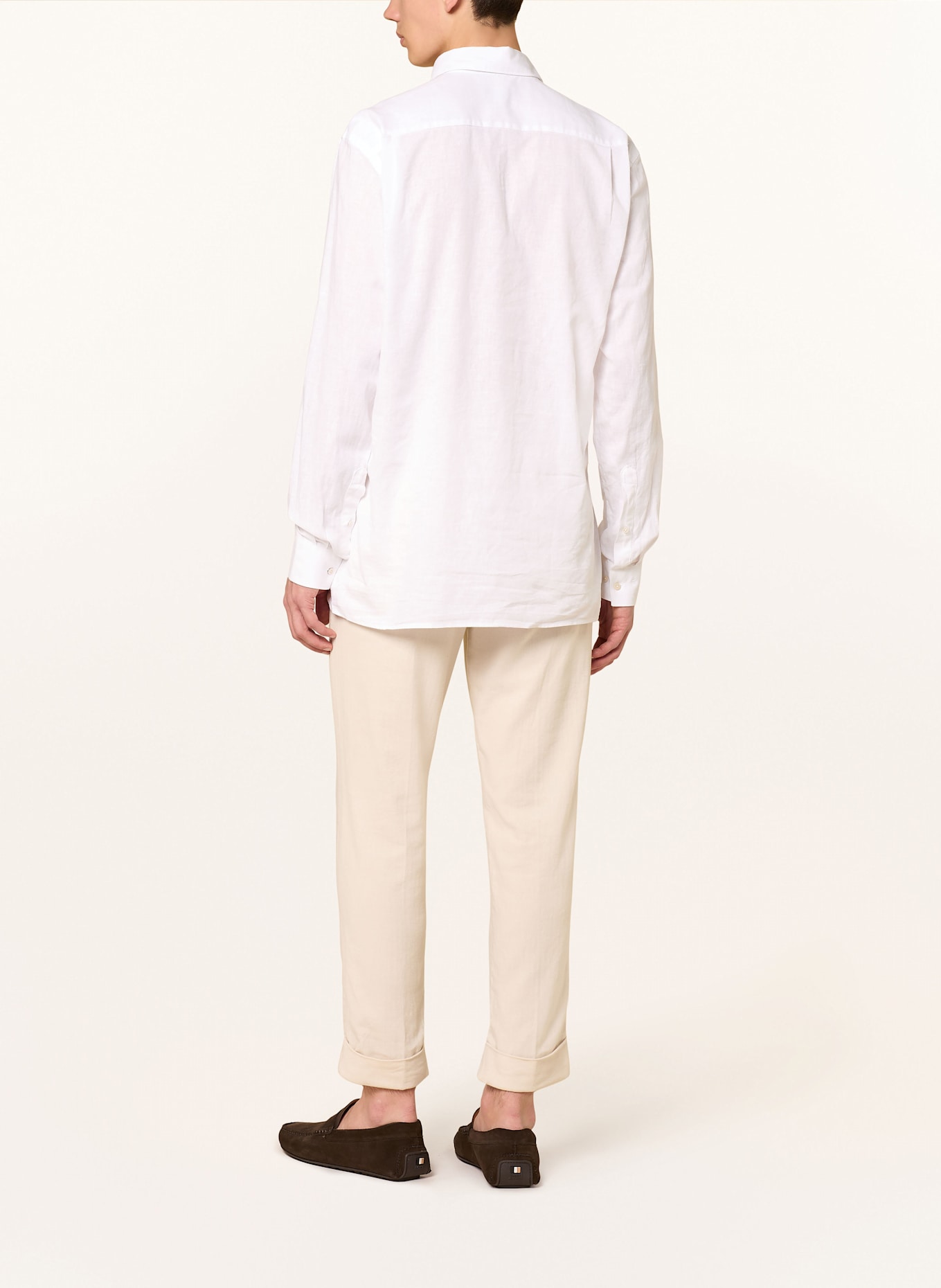 DIGEL DABATO Modern Fit shirt with linen: WHITE
