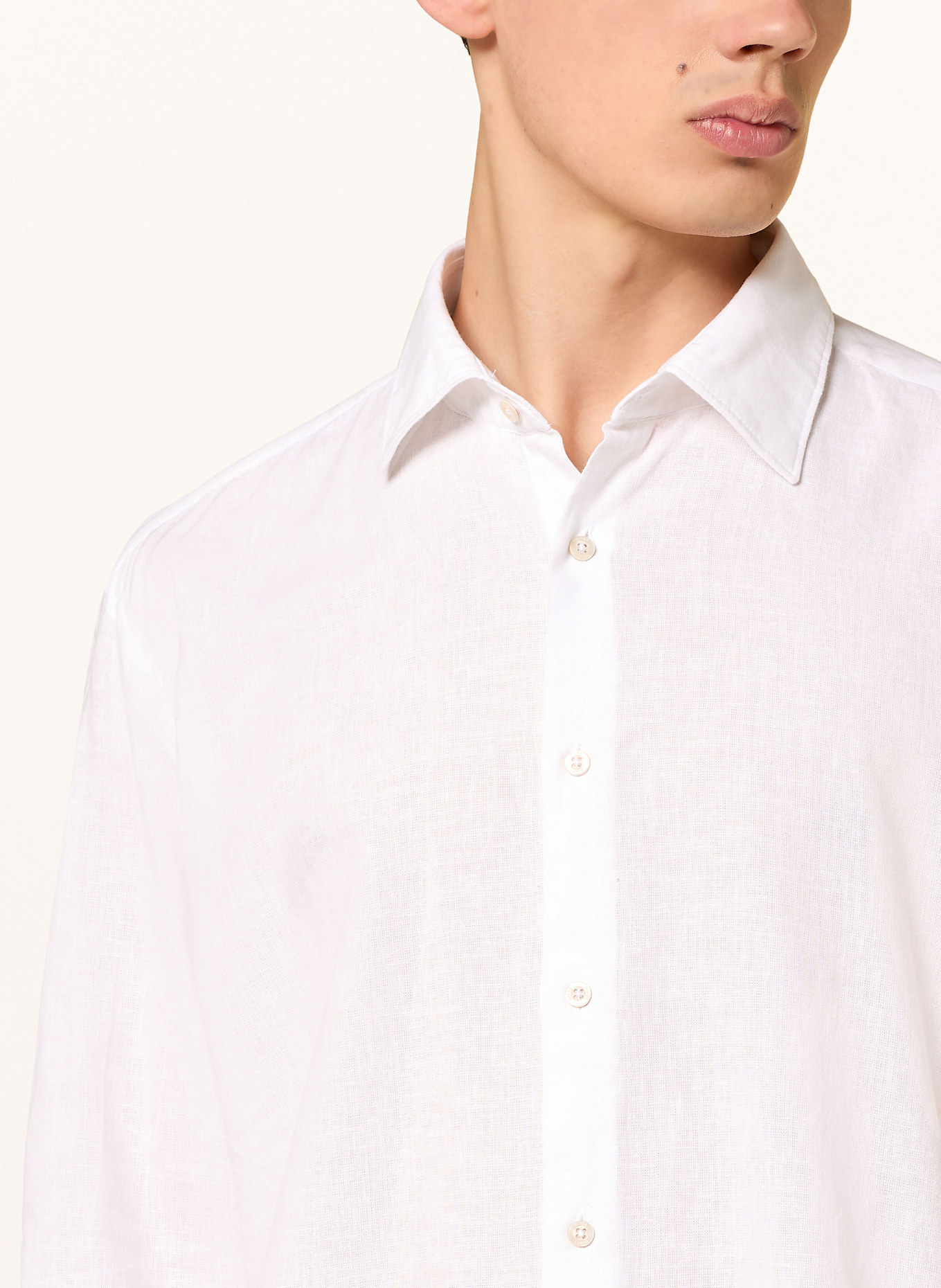 DIGEL DABATO Modern Fit shirt with linen: WHITE
