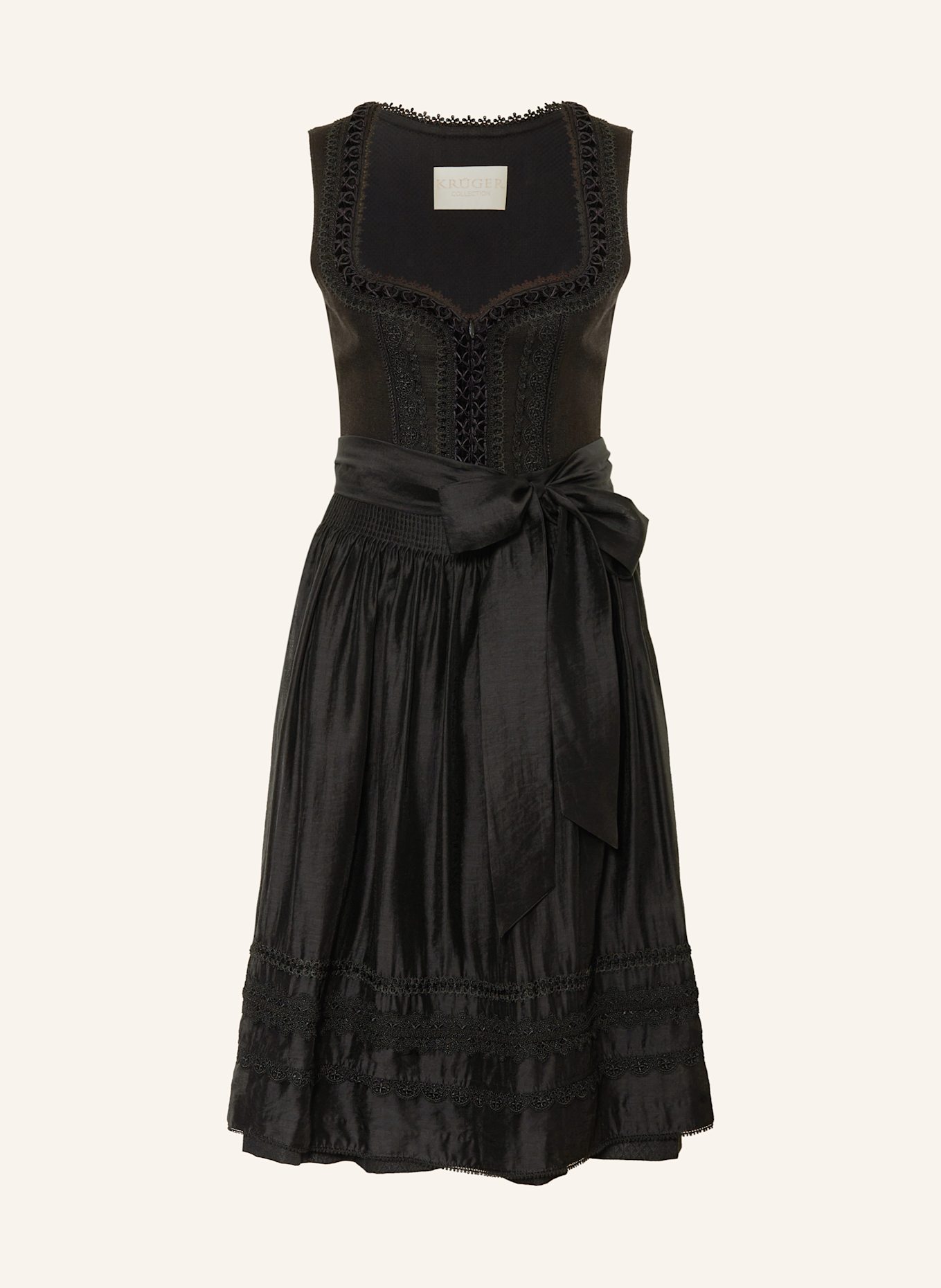 KRÜGER Dirndl VERITY mit Leinen und Spitze: SCHWARZ