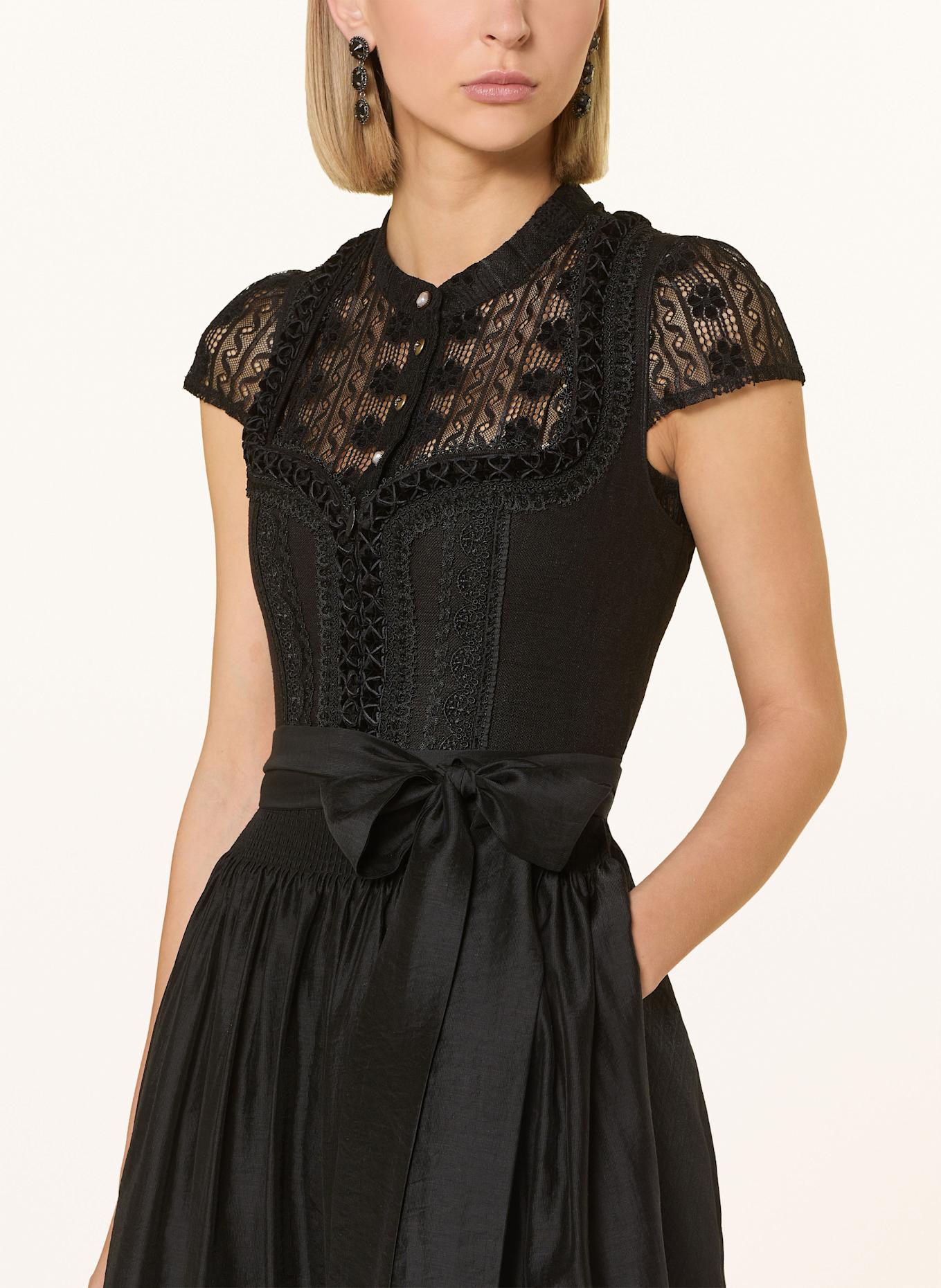 KRÜGER Dirndl VERITY mit Leinen und Spitze: SCHWARZ