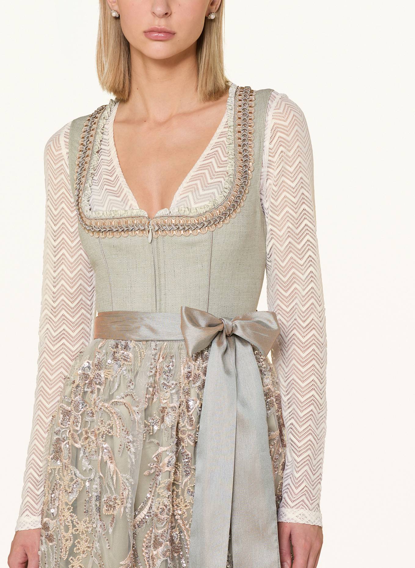 KRÜGER Dirndl blouse ANNALINA made of lace: ECRU