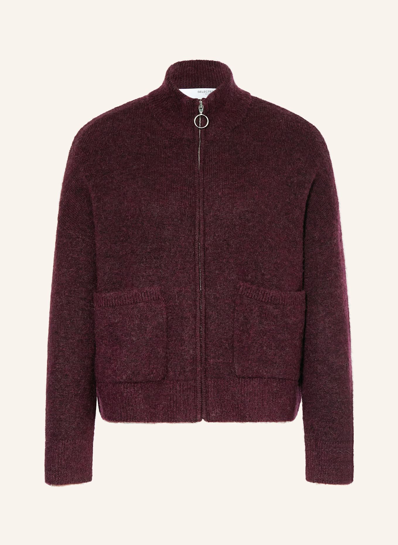 SELECTED Femme Strickjacke mit Alpaka: DUNKELLILA