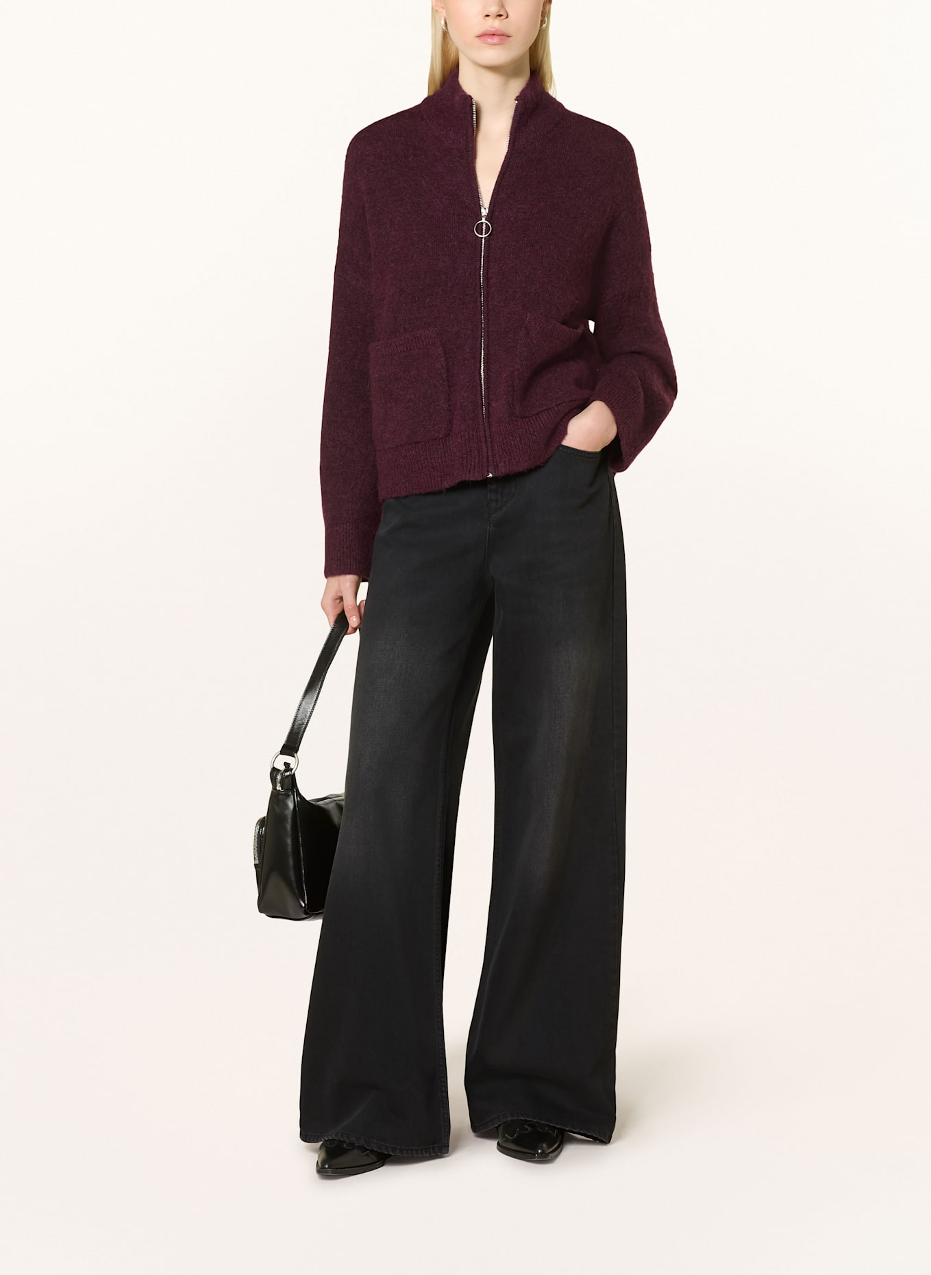 SELECTED Femme Strickjacke mit Alpaka: DUNKELLILA