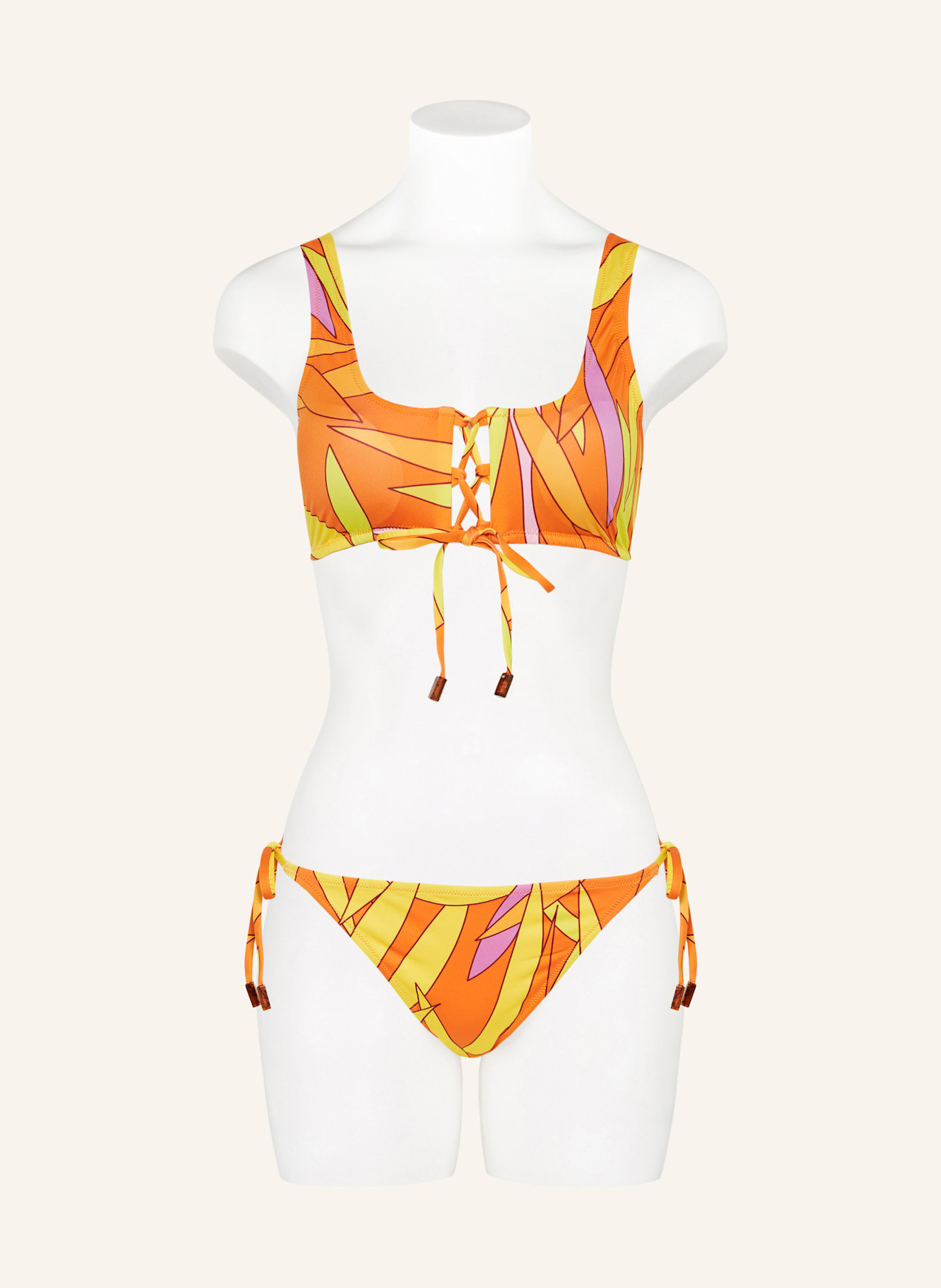 VILEBREQUIN Triangel-Bikini-Hose MADRAGUE FLORE: ORANGE / GELB / ROSA