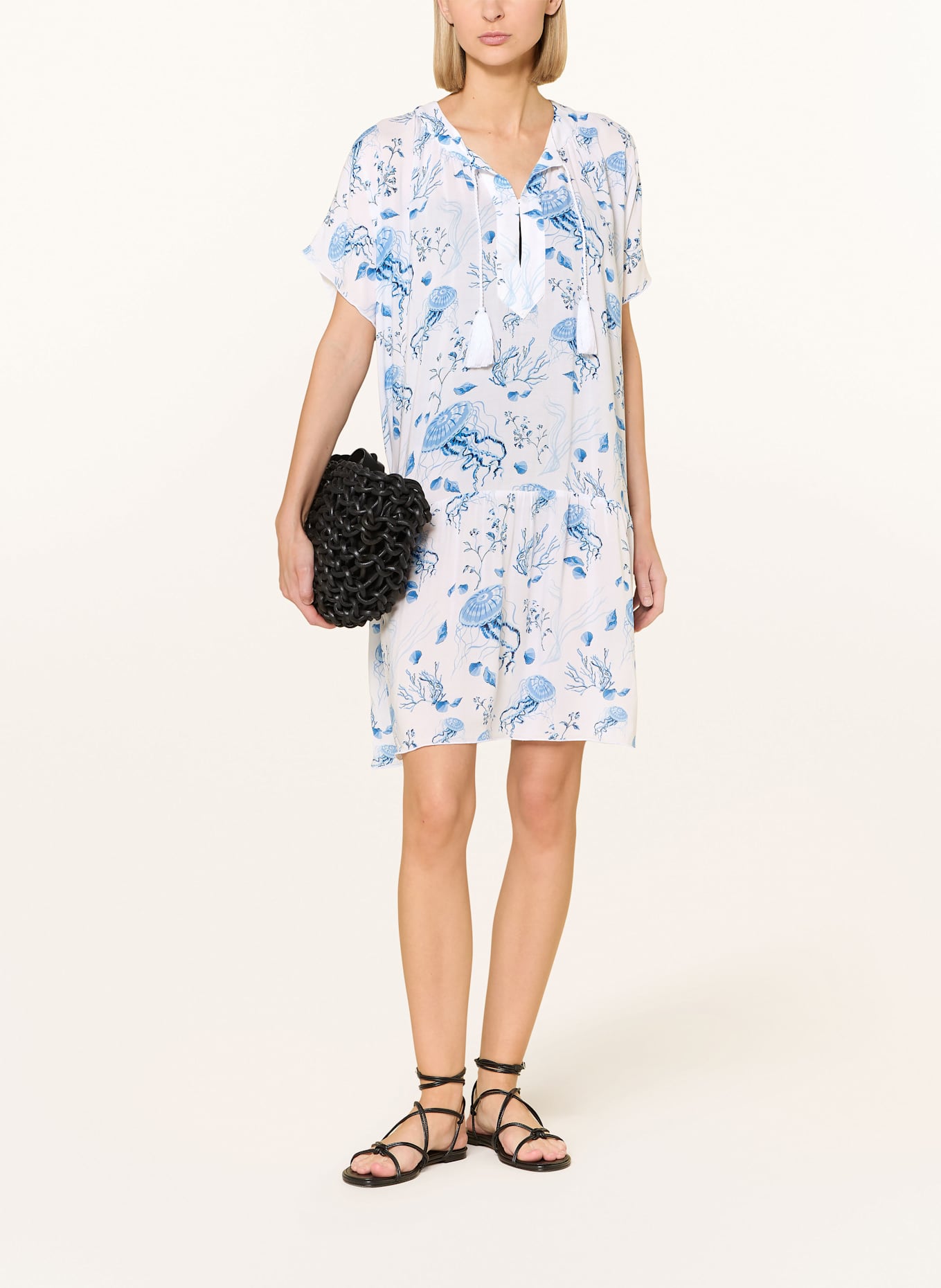 VILEBREQUIN Strandkleid FAVORITE MEDUSA AND SHELLS: WEISS / DUNKELBLAU / HELLBLAU