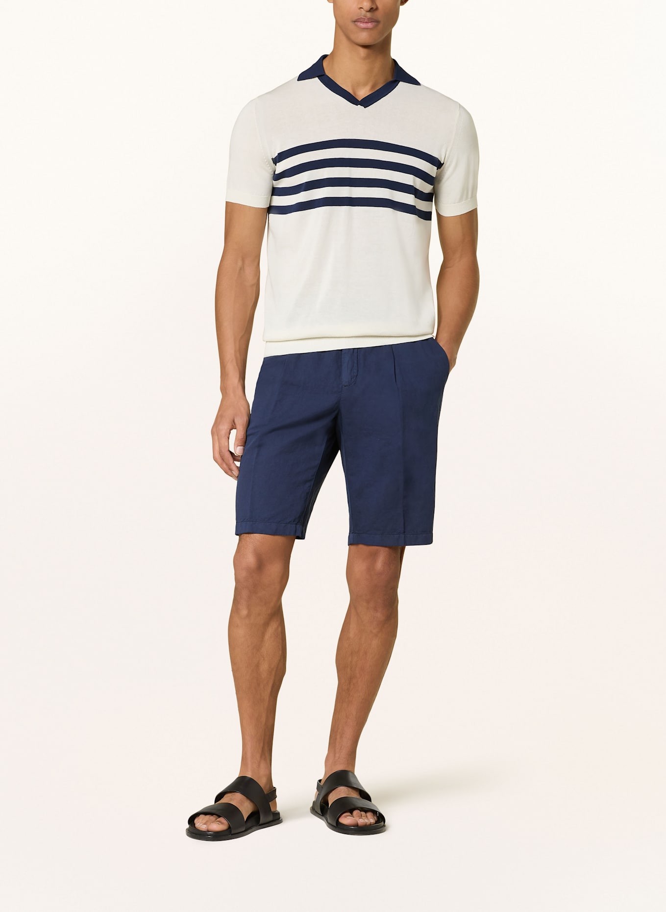 VILEBREQUIN Koszulka polo z dzianiny AMOUR: ECRU / GRANATOWY