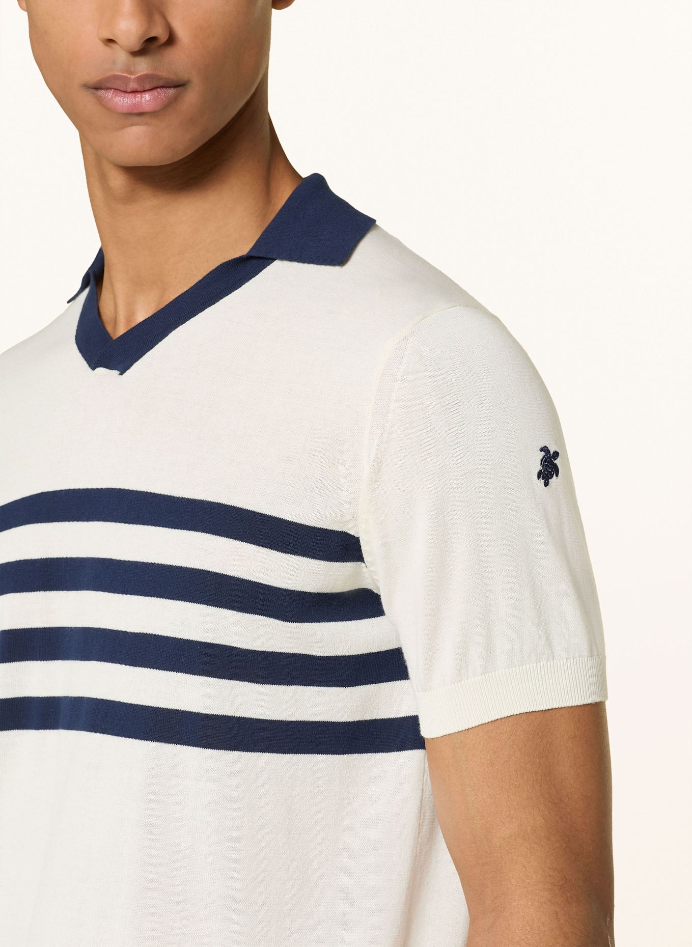 VILEBREQUIN Koszulka polo z dzianiny AMOUR: ECRU / GRANATOWY