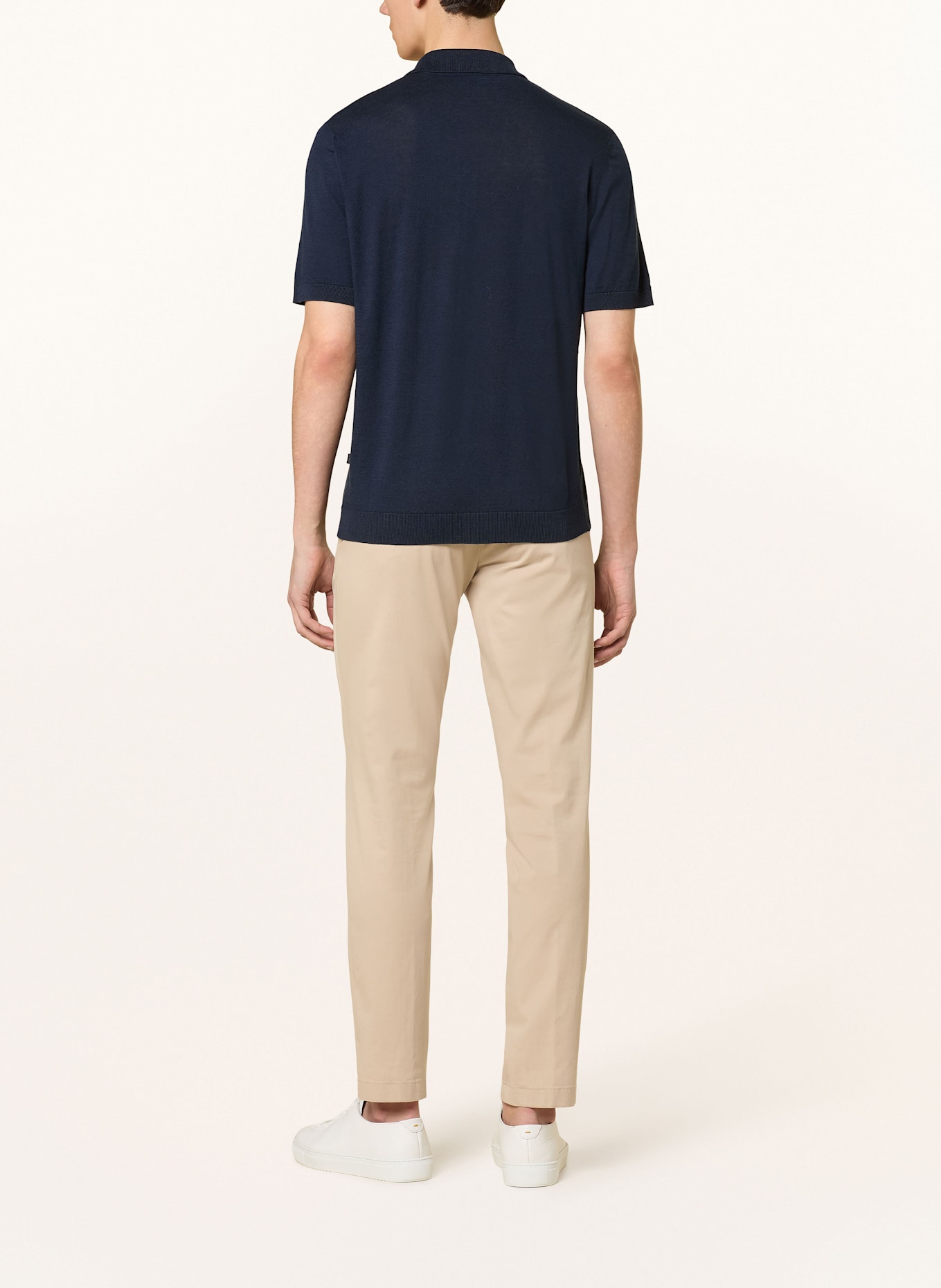 MAERZ MUENCHEN Piqué-Poloshirt mit Leinen: DUNKELBLAU