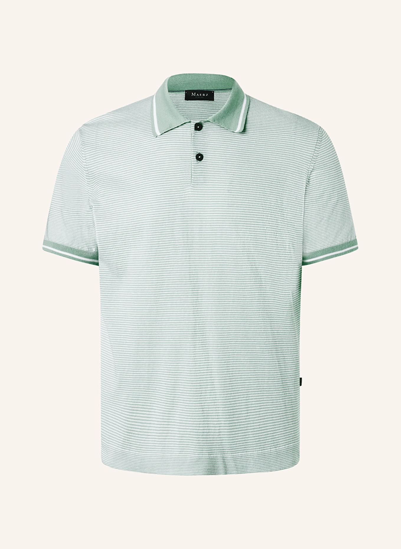 MAERZ MUENCHEN Jersey polo shirt: LIGHT GREEN / WHITE