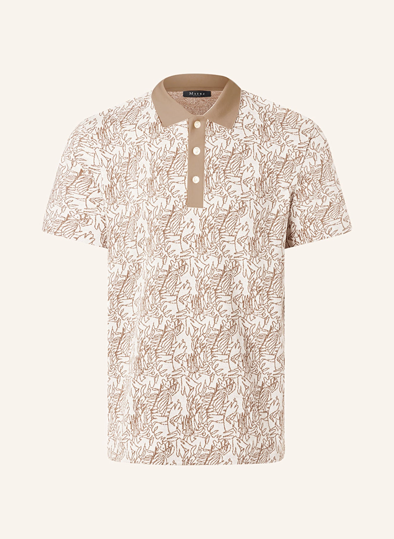 MAERZ MUENCHEN Jacquard polo shirt: WHITE / BROWN