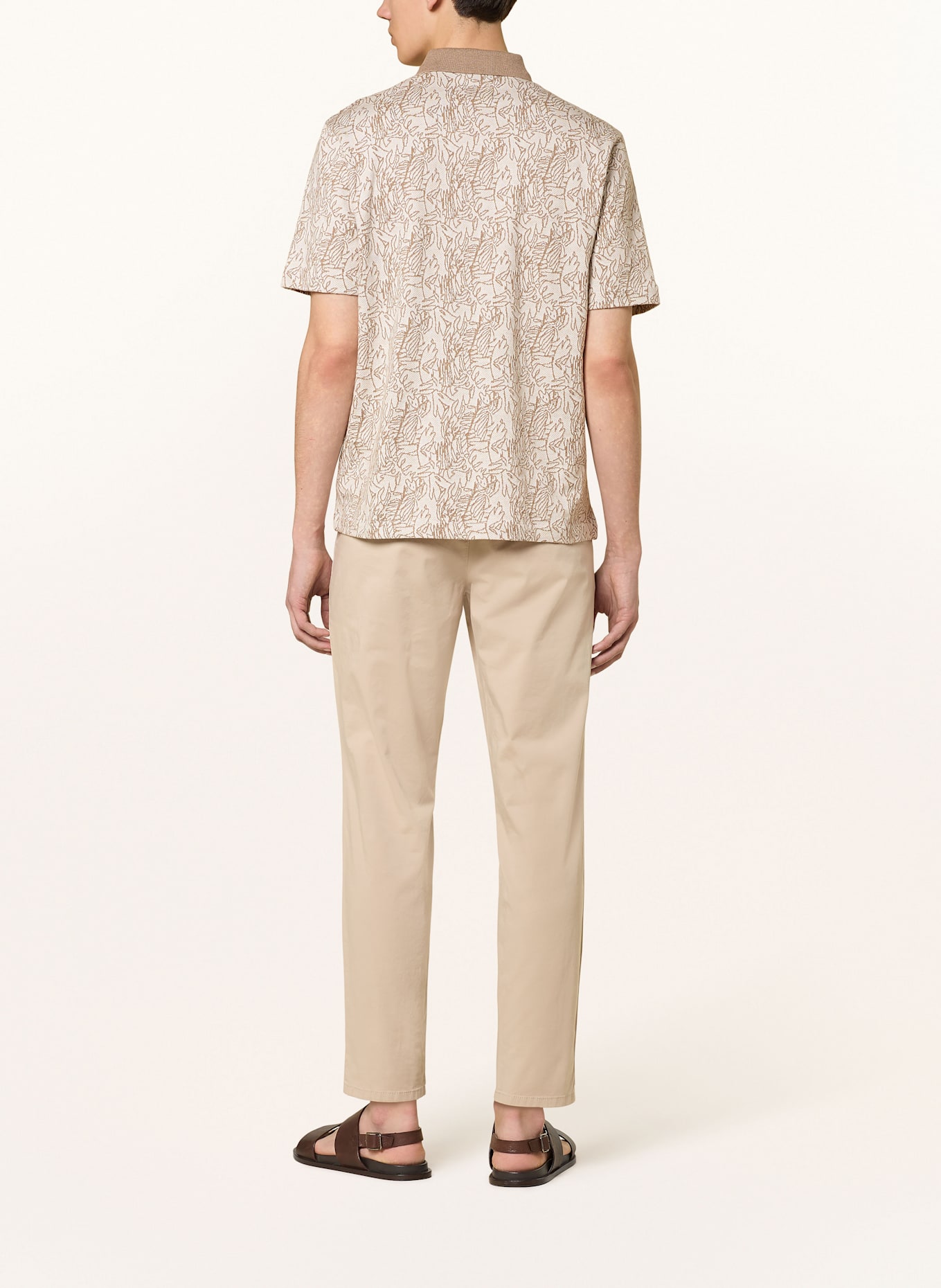 MAERZ MUENCHEN Jacquard polo shirt: WHITE / BROWN