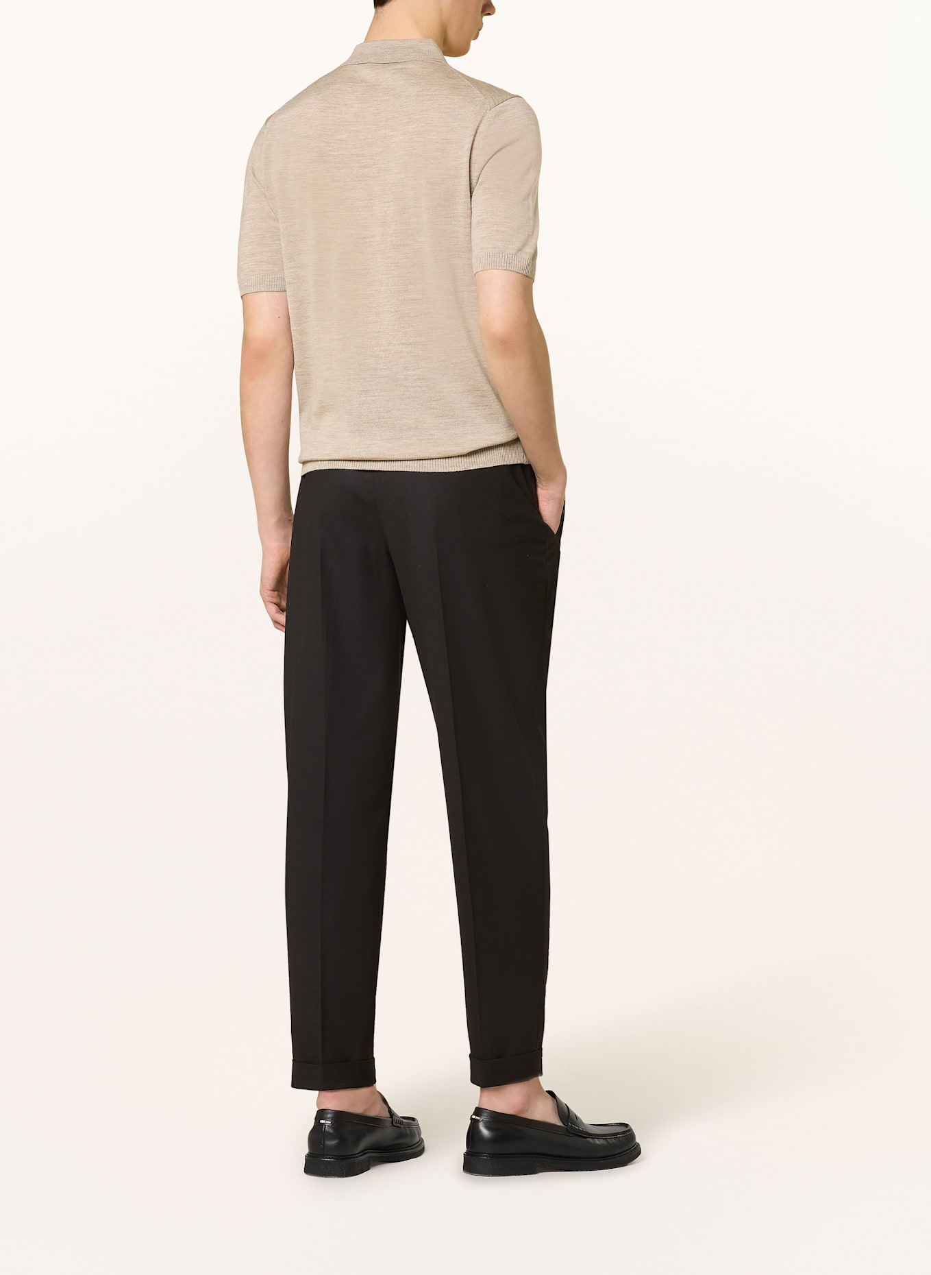 MAERZ MUENCHEN Úpletová polokošile z merino vlny: BÉŽOVÁ