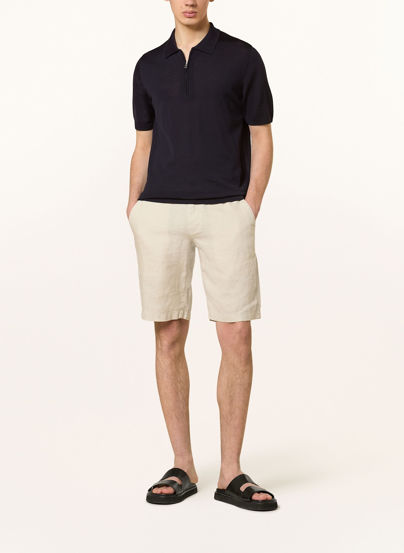 MAERZ MUENCHEN Knitted polo shirt made of merino wool: DARK BLUE