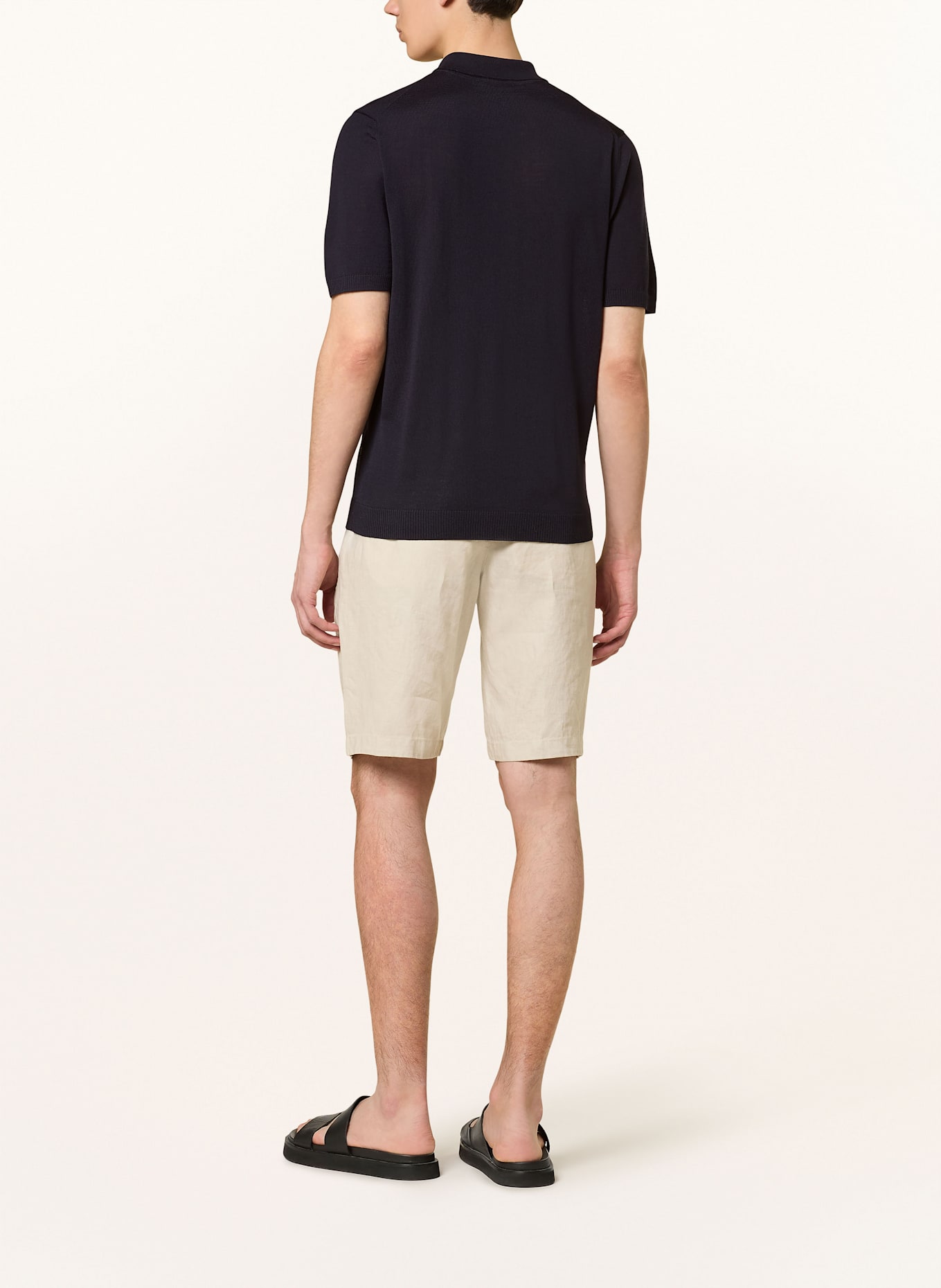 MAERZ MUENCHEN Knitted polo shirt made of merino wool: DARK BLUE