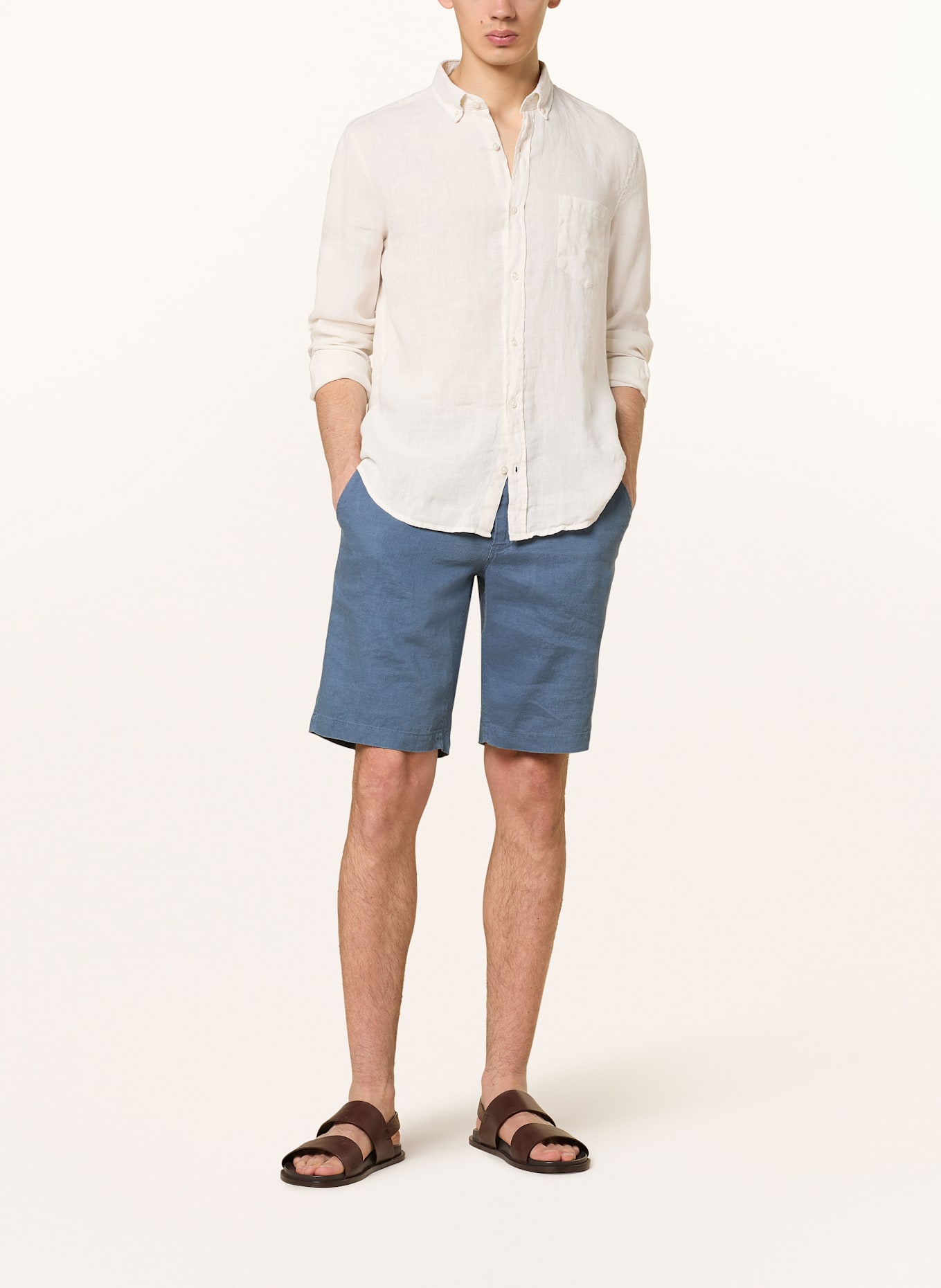 MAERZ MUENCHEN Lněná košile Comfort Fit: BÍLÁ