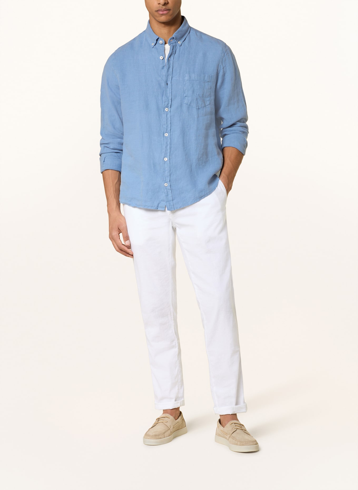 MAERZ MUENCHEN Lněná košile Comfort Fit: MODRÁ