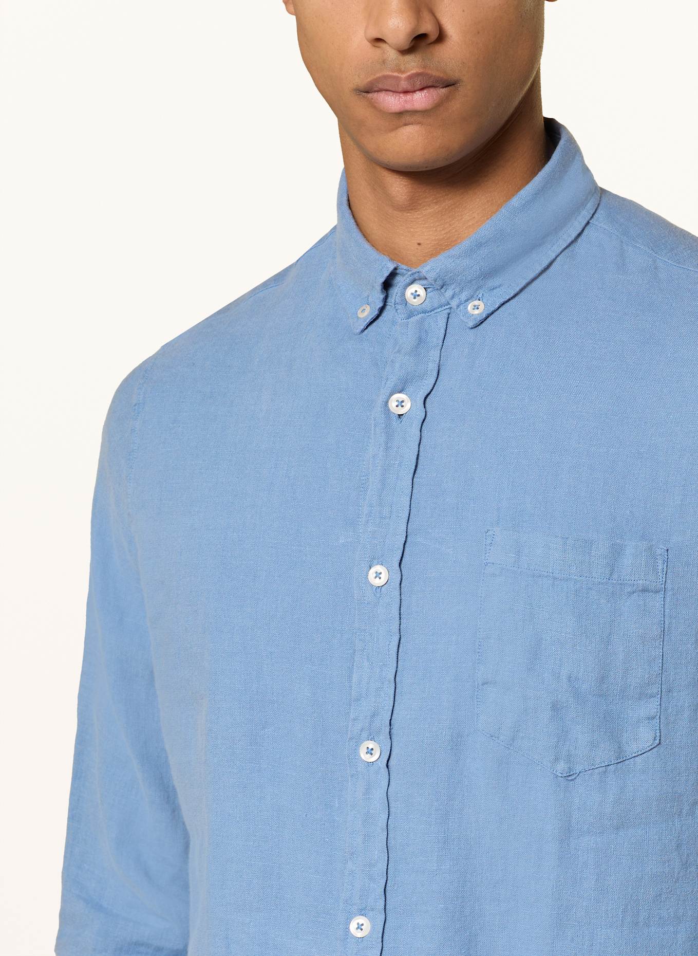 MAERZ MUENCHEN Lněná košile Comfort Fit: MODRÁ
