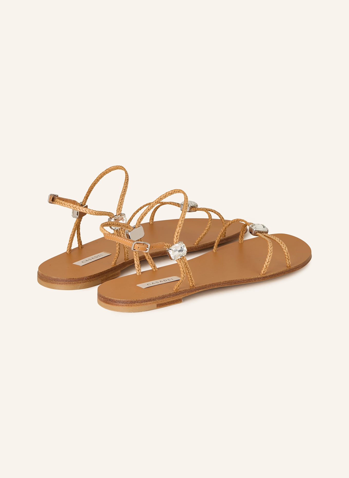 CASADEI Sandalen VALENTINA mit Schmucksteinen: COGNAC