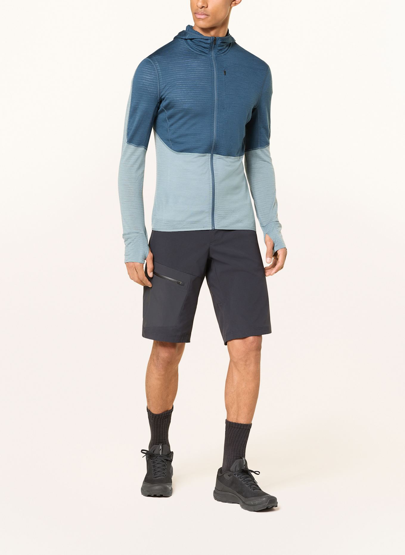 icebreaker Midlayer-Jacke MERINO BLEND REALFLEECE™ DESCEDER mit Merinowolle: PETROL / MINT