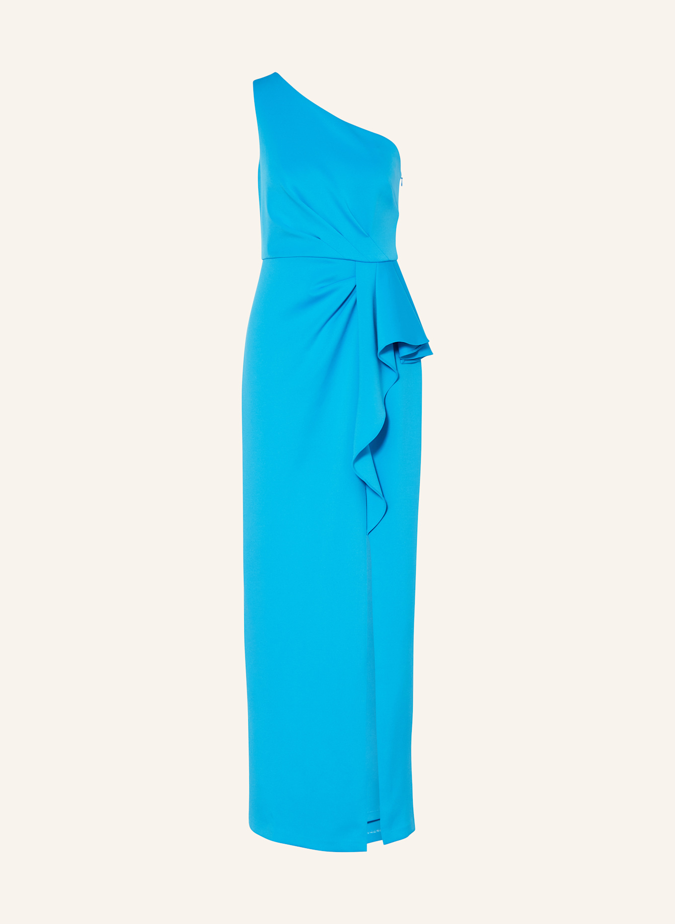 ADRIANNA PAPELL One-shoulder dress with frills: TURQUOISE
