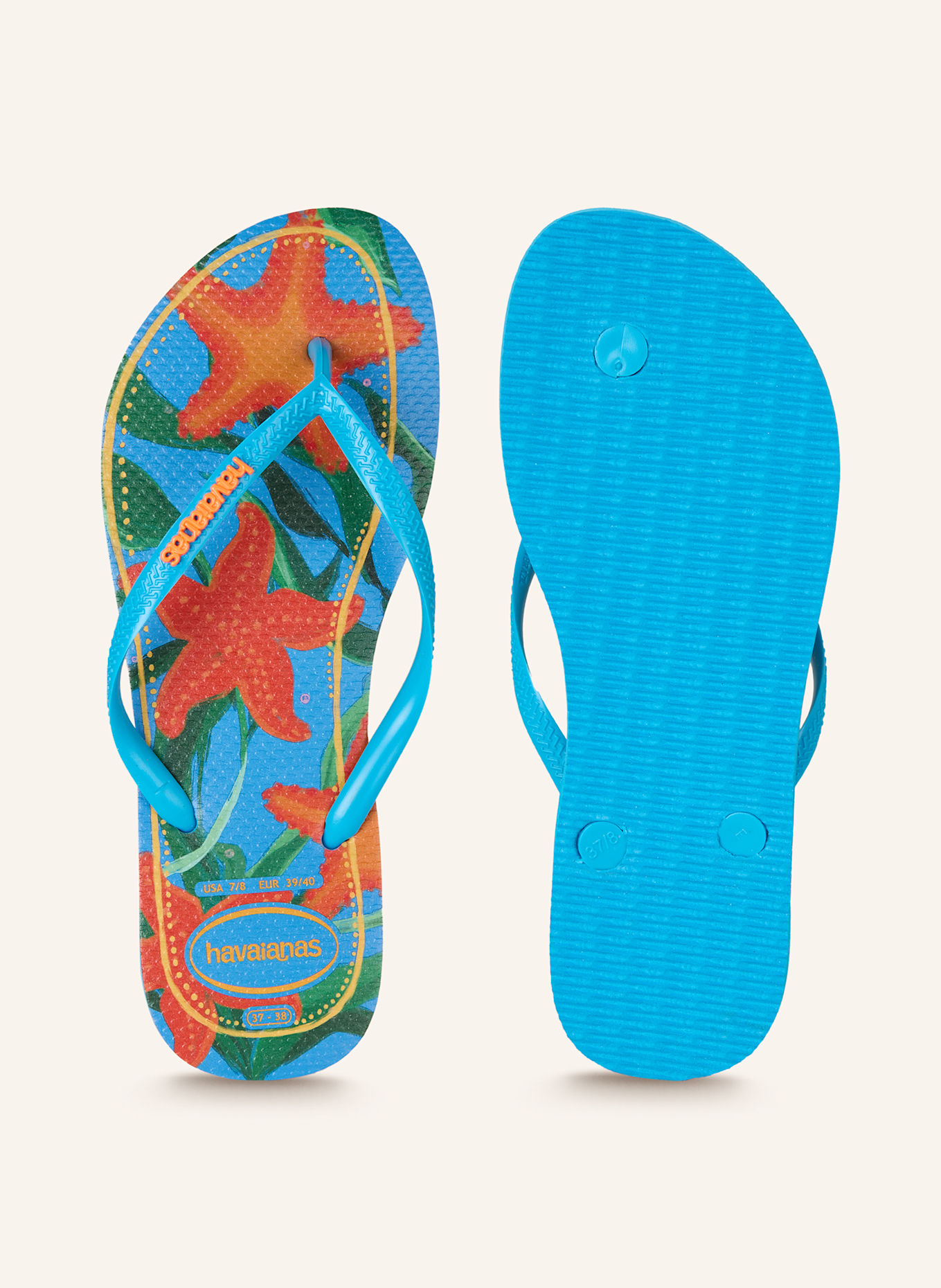 havaianas Zehentrenner TROPICAL: TÜRKIS / GRÜN / ROT